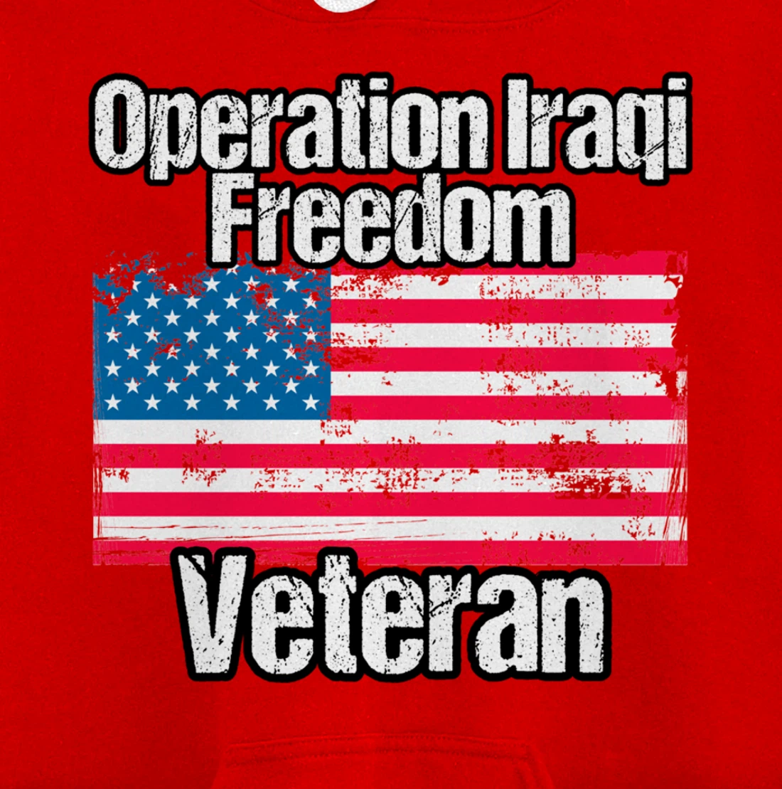 OIF Veteran - Operation Iraqi Freedom US Flag Distressed Pullover Hoodie