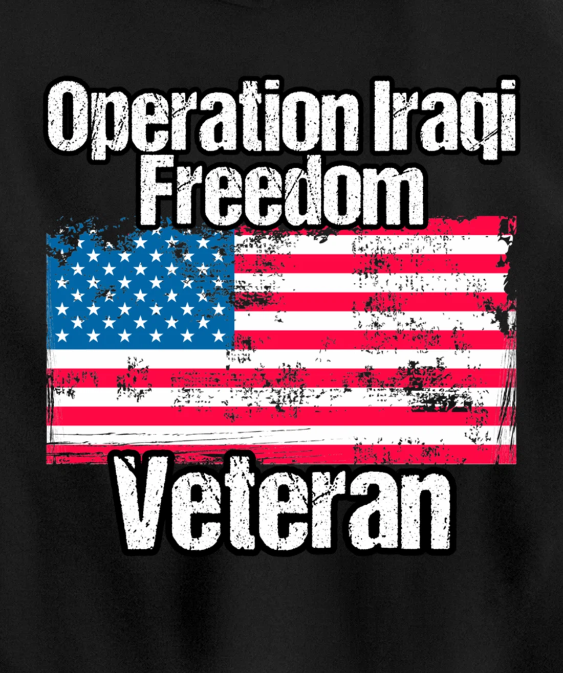 OIF Veteran - Operation Iraqi Freedom US Flag Distressed Pullover Hoodie