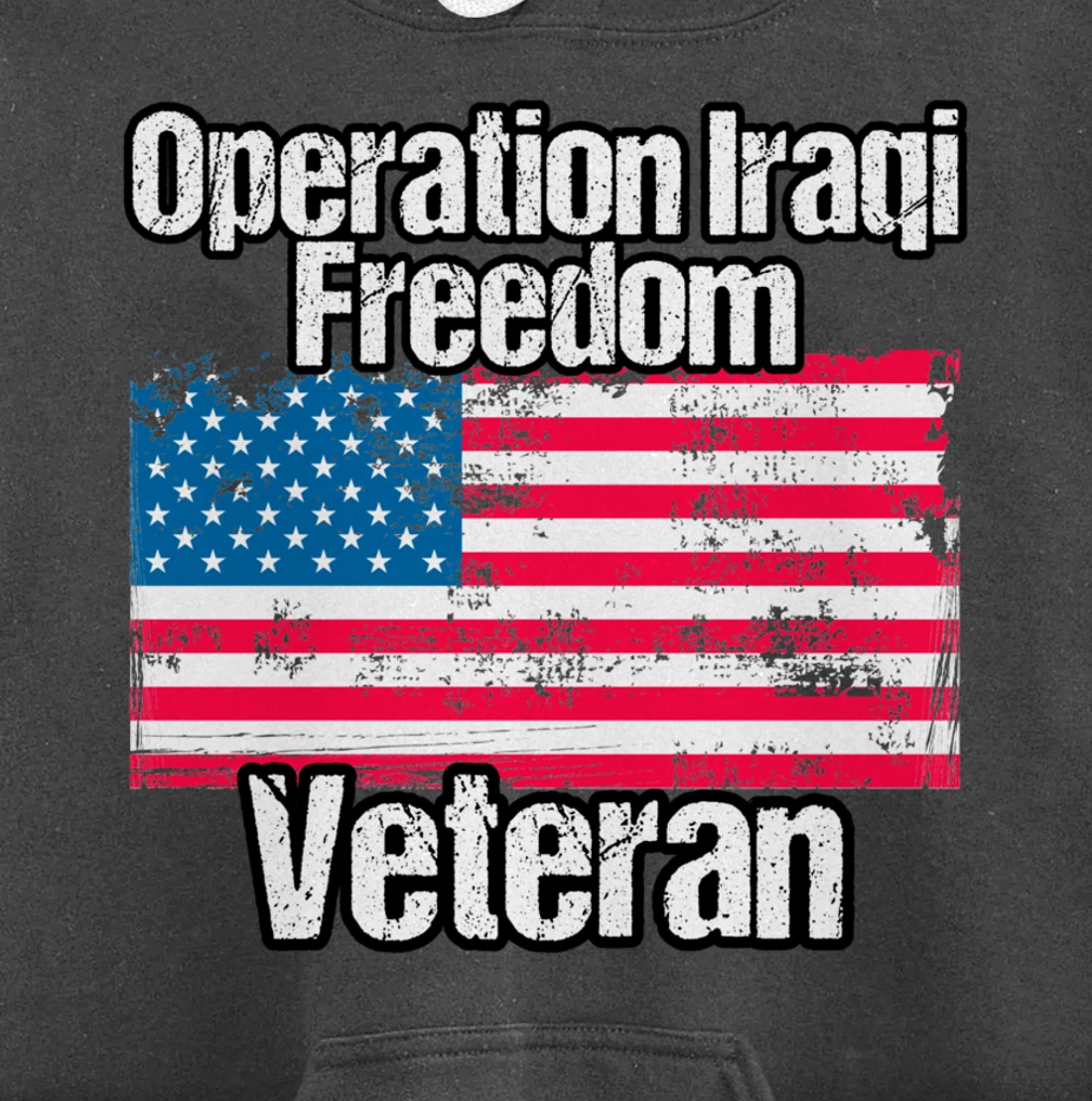 OIF Veteran - Operation Iraqi Freedom US Flag Distressed Pullover Hoodie