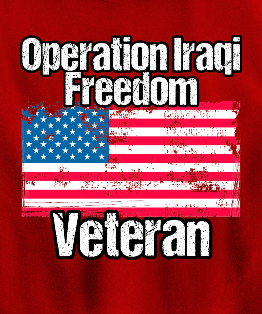 OIF Veteran - Operation Iraqi Freedom US Flag Distressed Pullover Hoodie