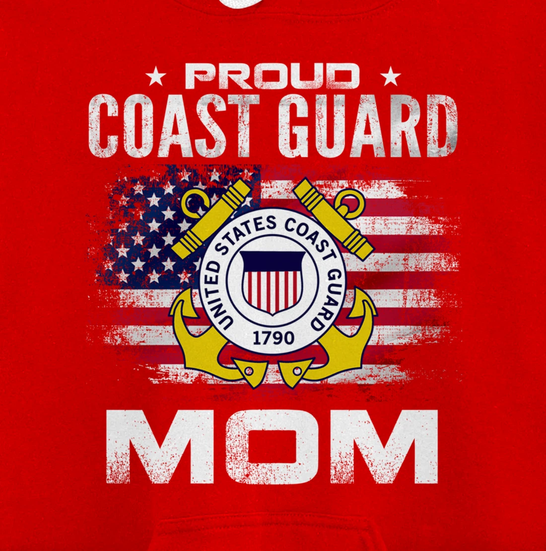 Proud Coast Guard Mom With American Flag Gift Veteran Pullover Hoodie