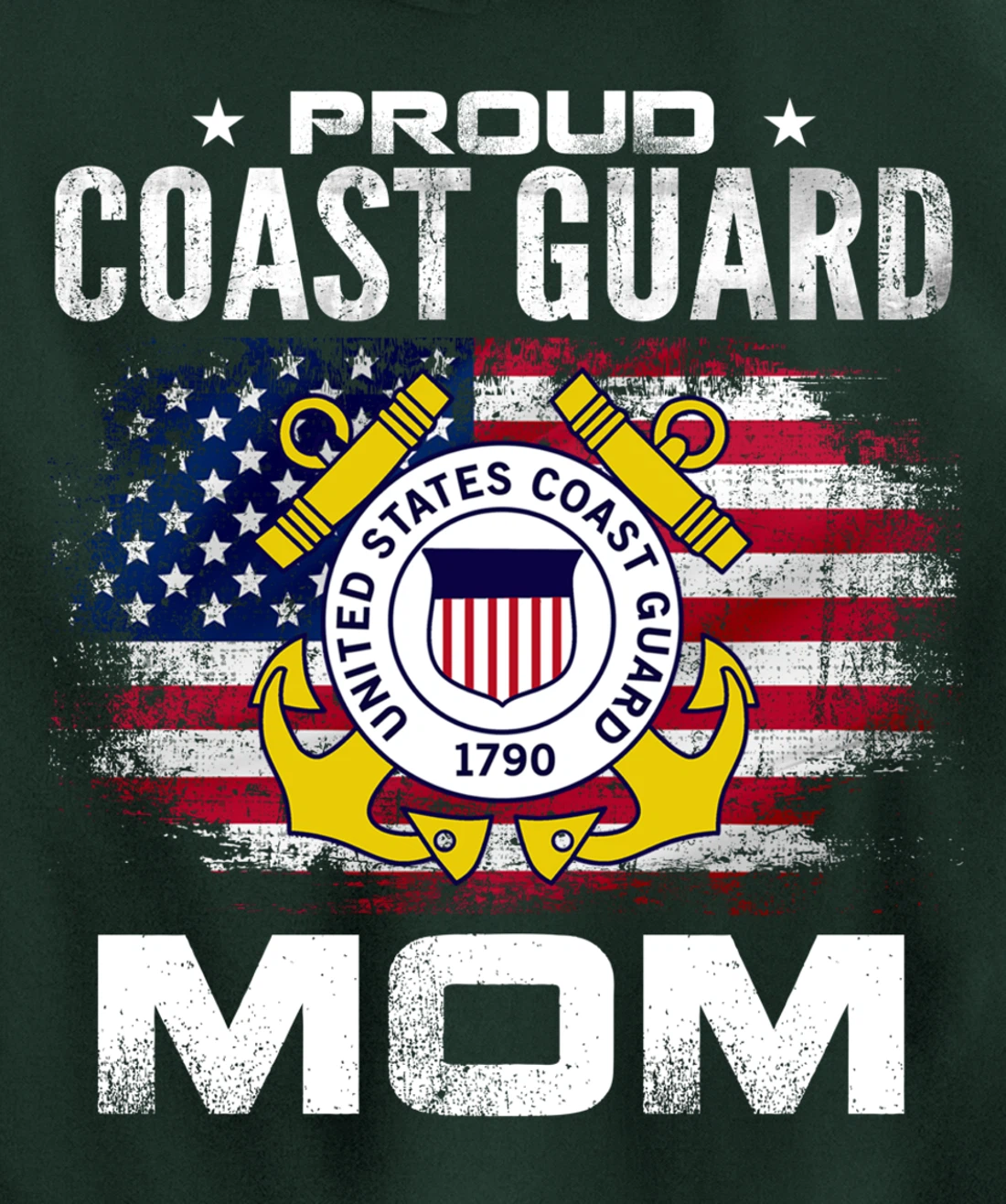 Proud Coast Guard Mom With American Flag Gift Veteran Pullover Hoodie