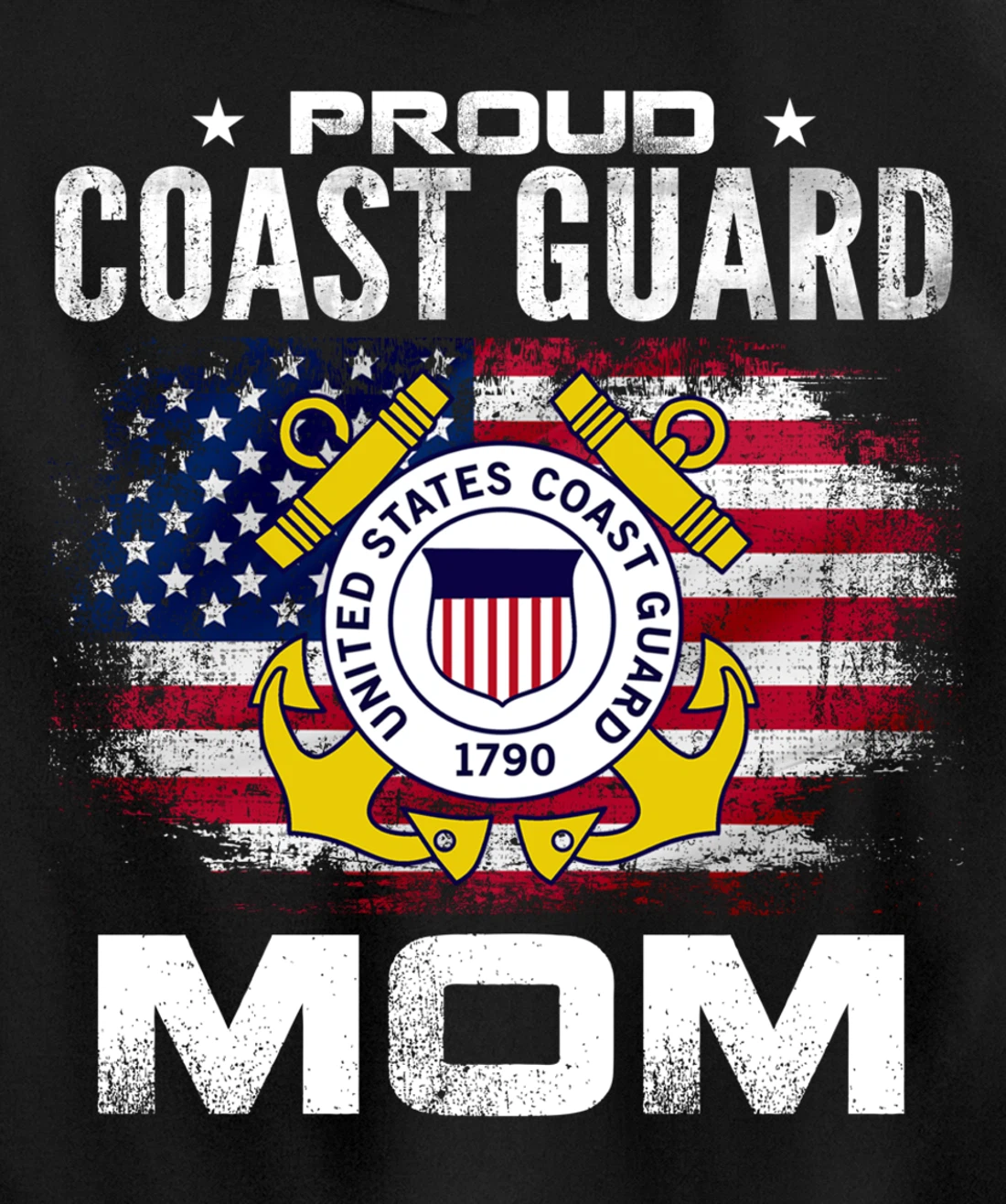 Proud Coast Guard Mom With American Flag Gift Veteran Pullover Hoodie