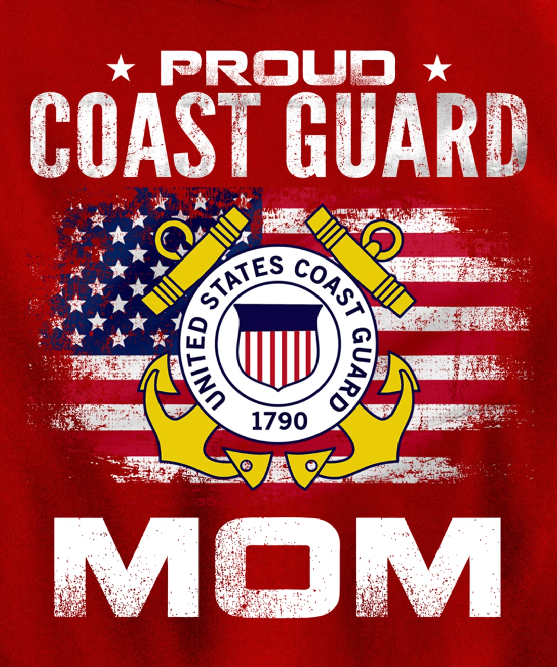 Proud Coast Guard Mom With American Flag Gift Veteran Pullover Hoodie