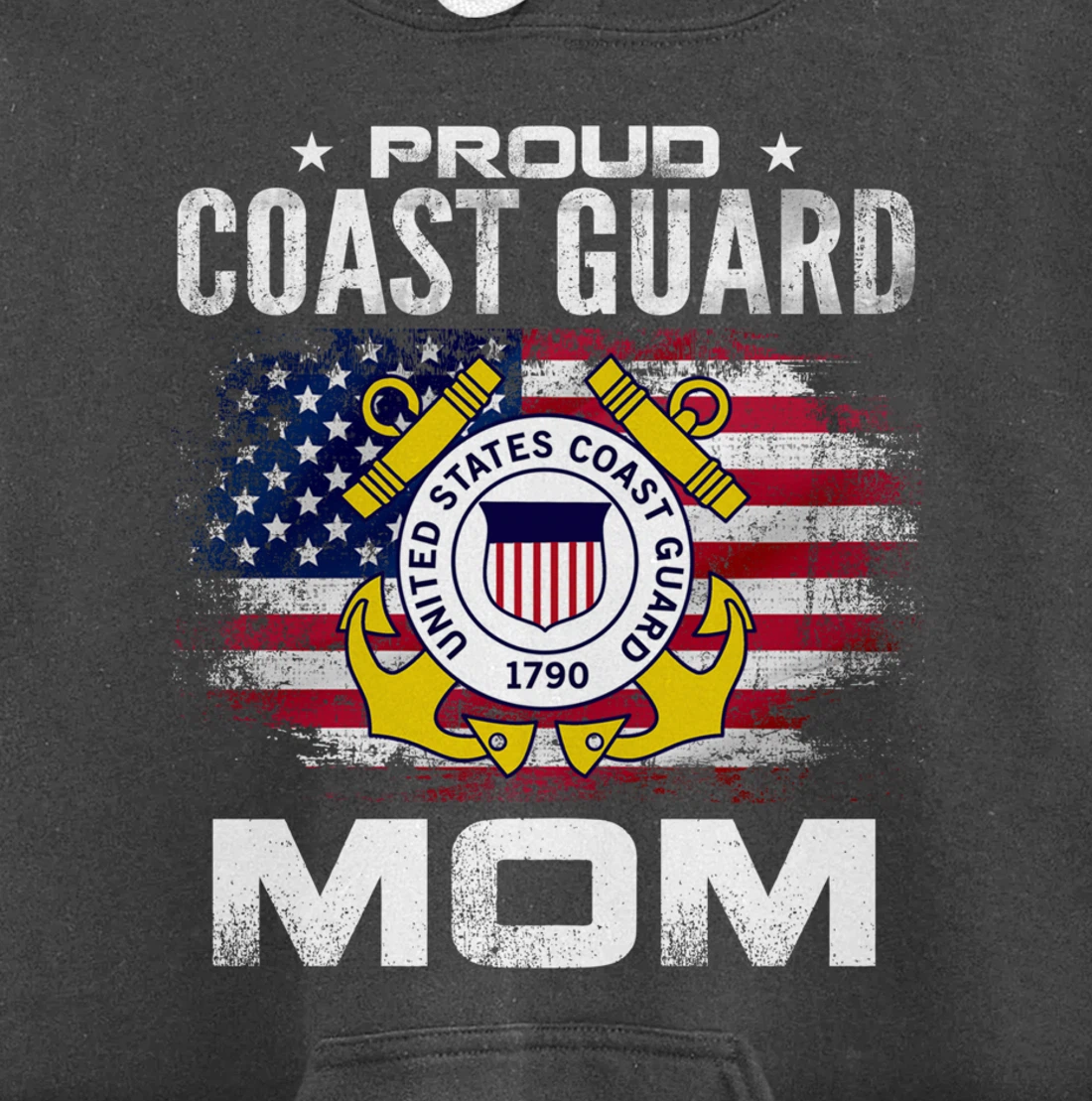 Proud Coast Guard Mom With American Flag Gift Veteran Pullover Hoodie