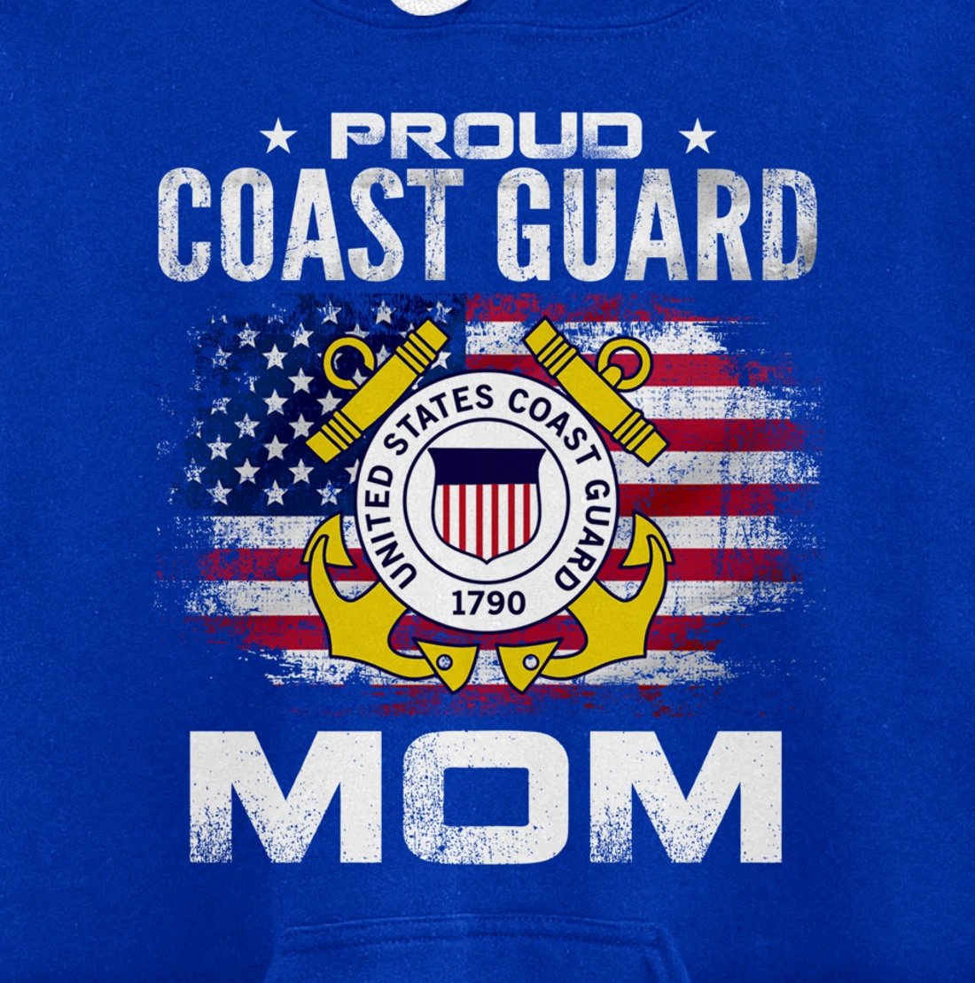 Proud Coast Guard Mom With American Flag Gift Veteran Pullover Hoodie