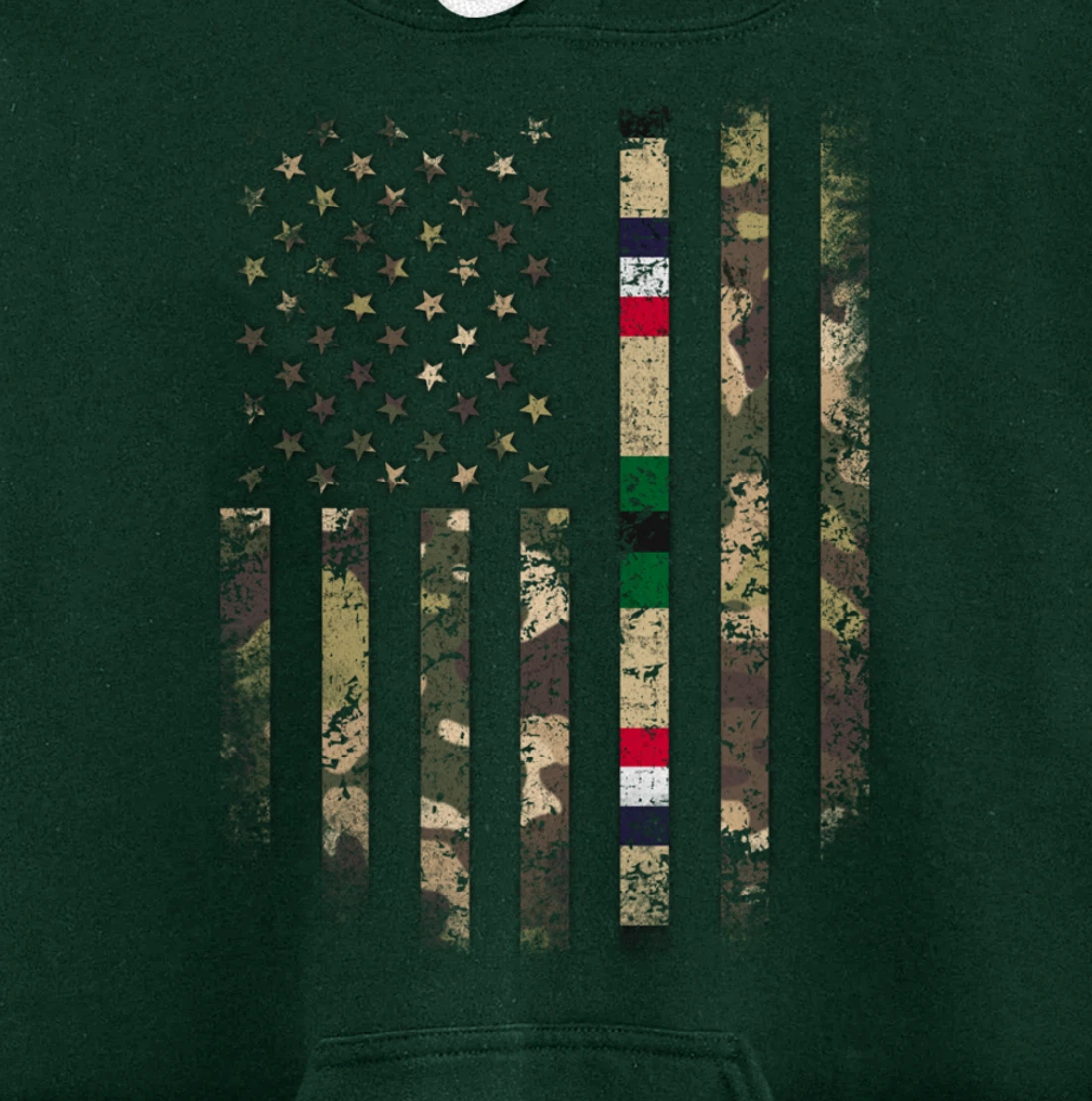 Proud Desert Storm Veteran Camo US Flag Ribbon Military Gift Pullover Hoodie