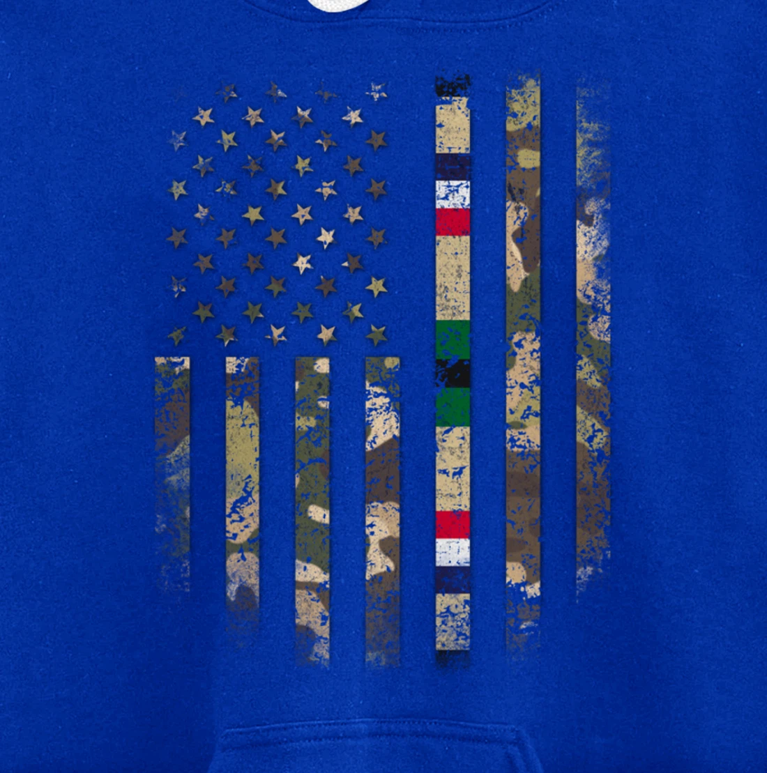 Proud Desert Storm Veteran Camo US Flag Ribbon Military Gift Pullover Hoodie