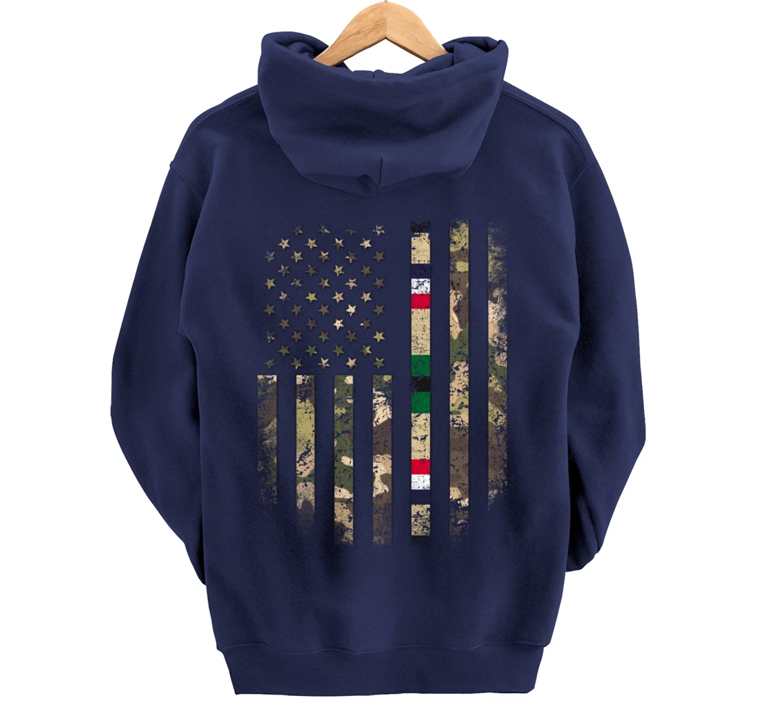 Proud Desert Storm Veteran Camo US Flag Ribbon Military Gift Pullover Hoodie