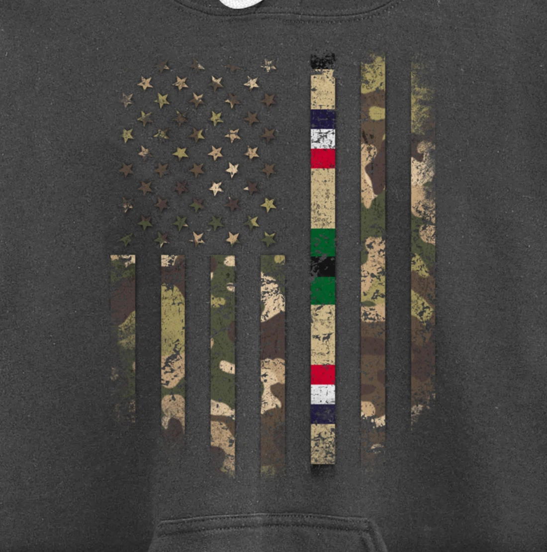 Proud Desert Storm Veteran Camo US Flag Ribbon Military Gift Pullover Hoodie