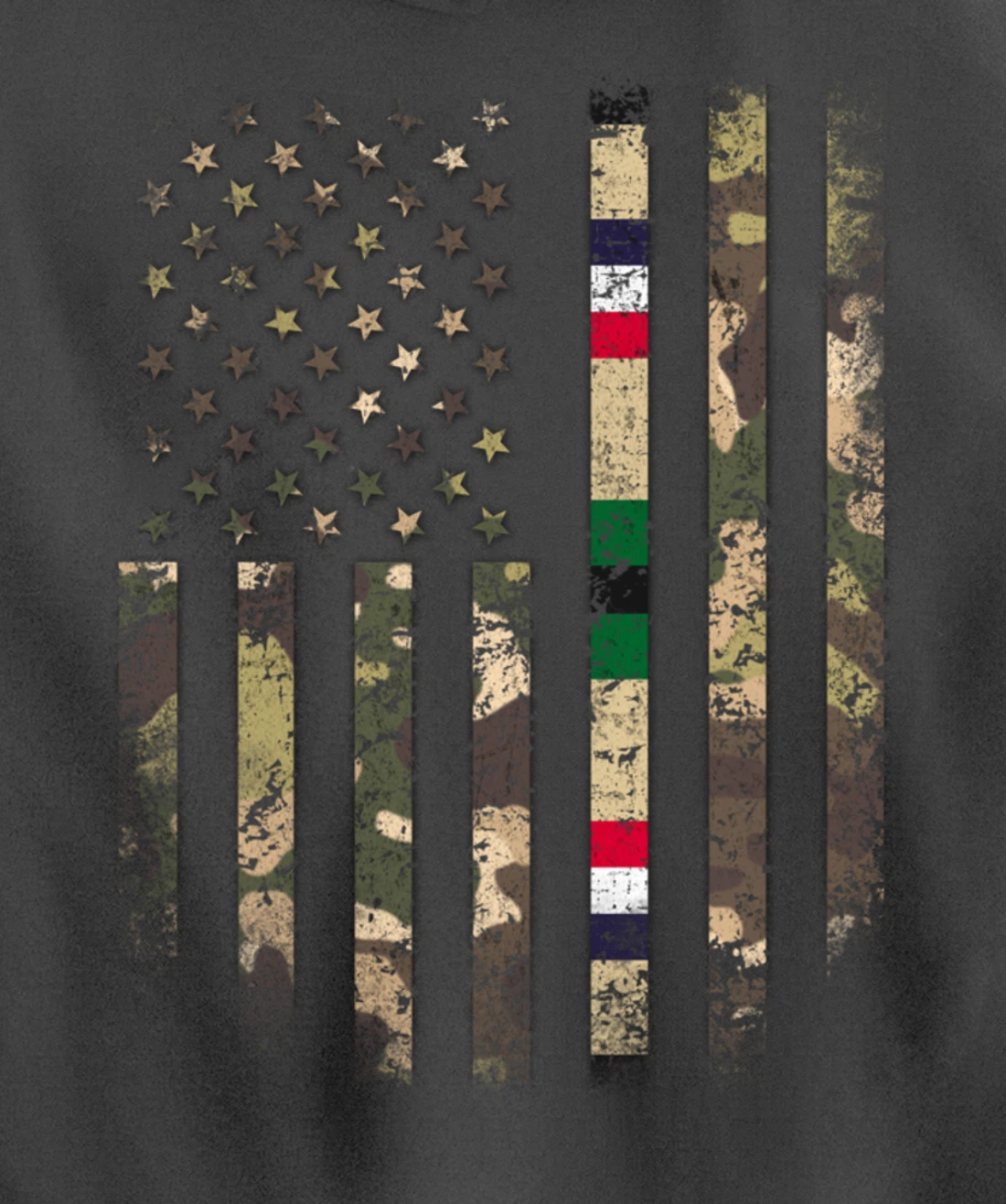 Proud Desert Storm Veteran Camo US Flag Ribbon Military Gift Pullover Hoodie