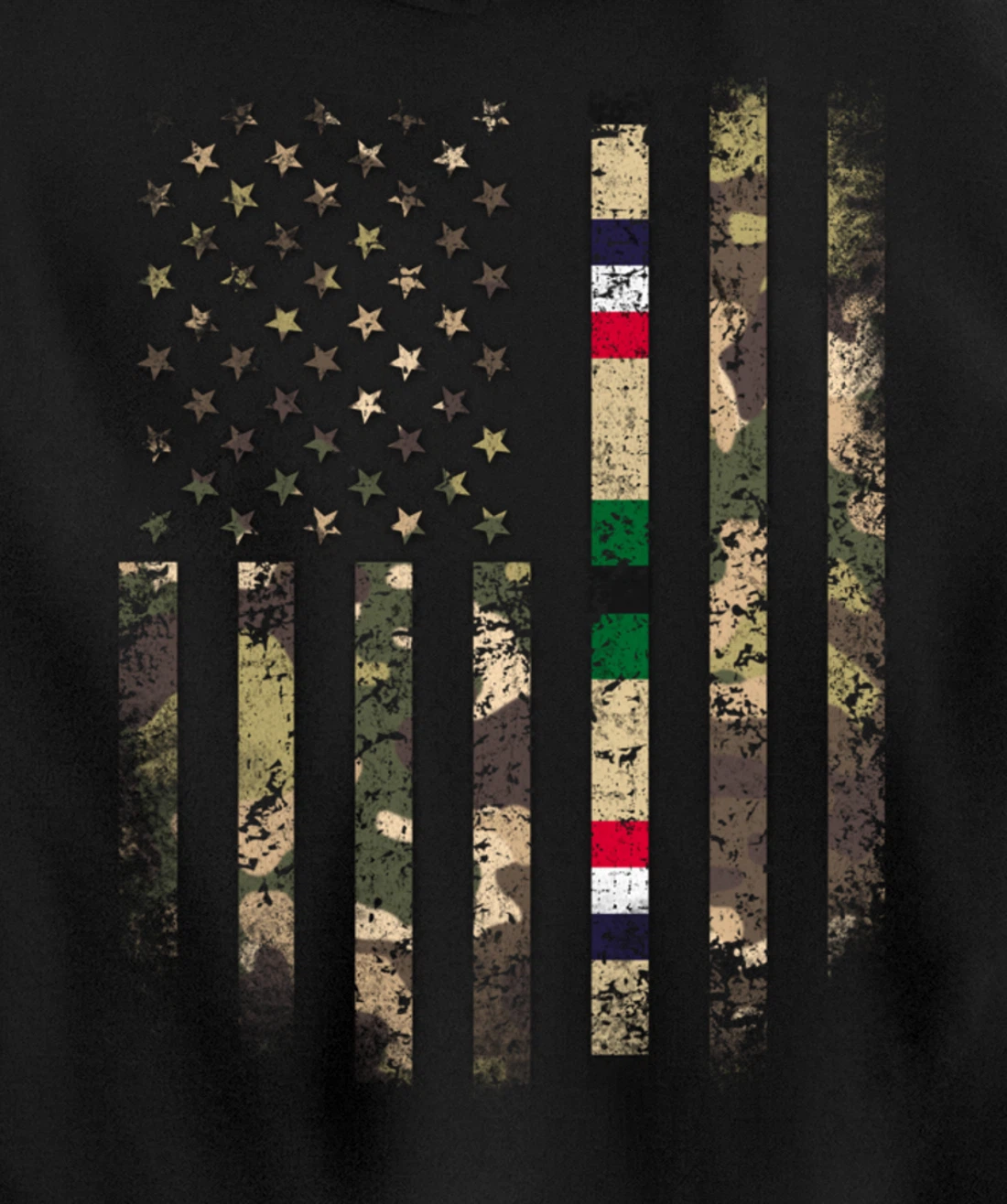 Proud Desert Storm Veteran Camo US Flag Ribbon Military Gift Pullover Hoodie