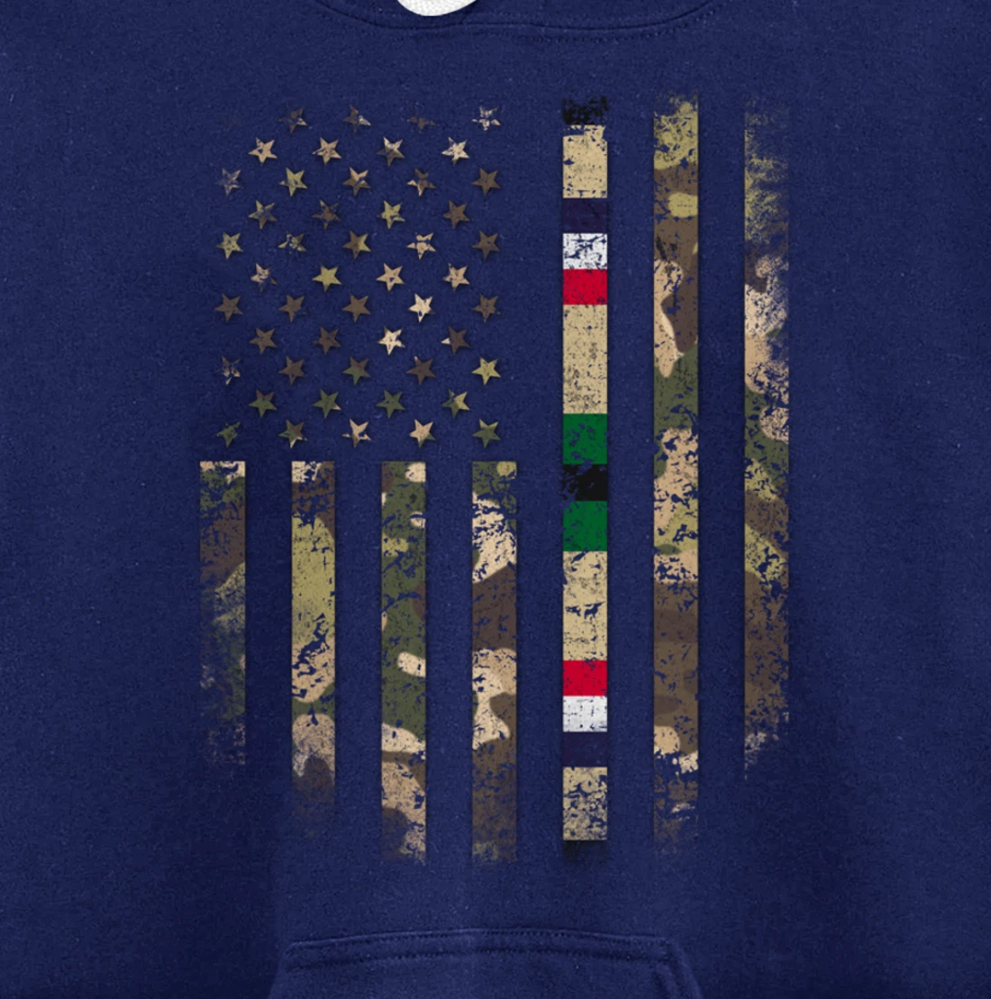 Proud Desert Storm Veteran Camo US Flag Ribbon Military Gift Pullover Hoodie