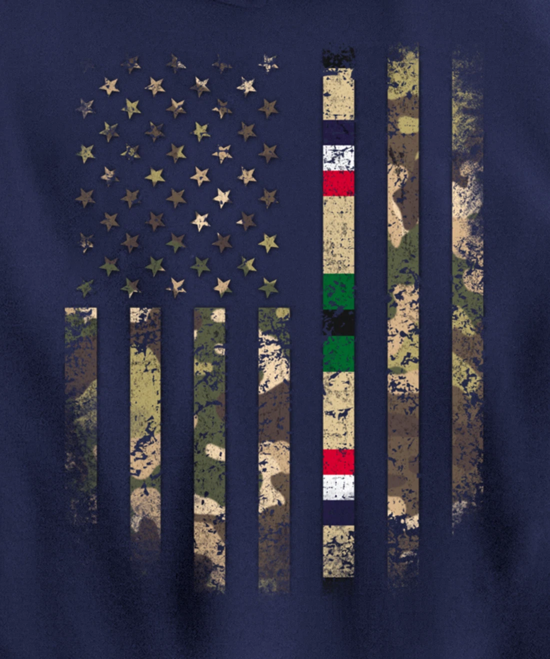 Proud Desert Storm Veteran Camo US Flag Ribbon Military Gift Pullover Hoodie