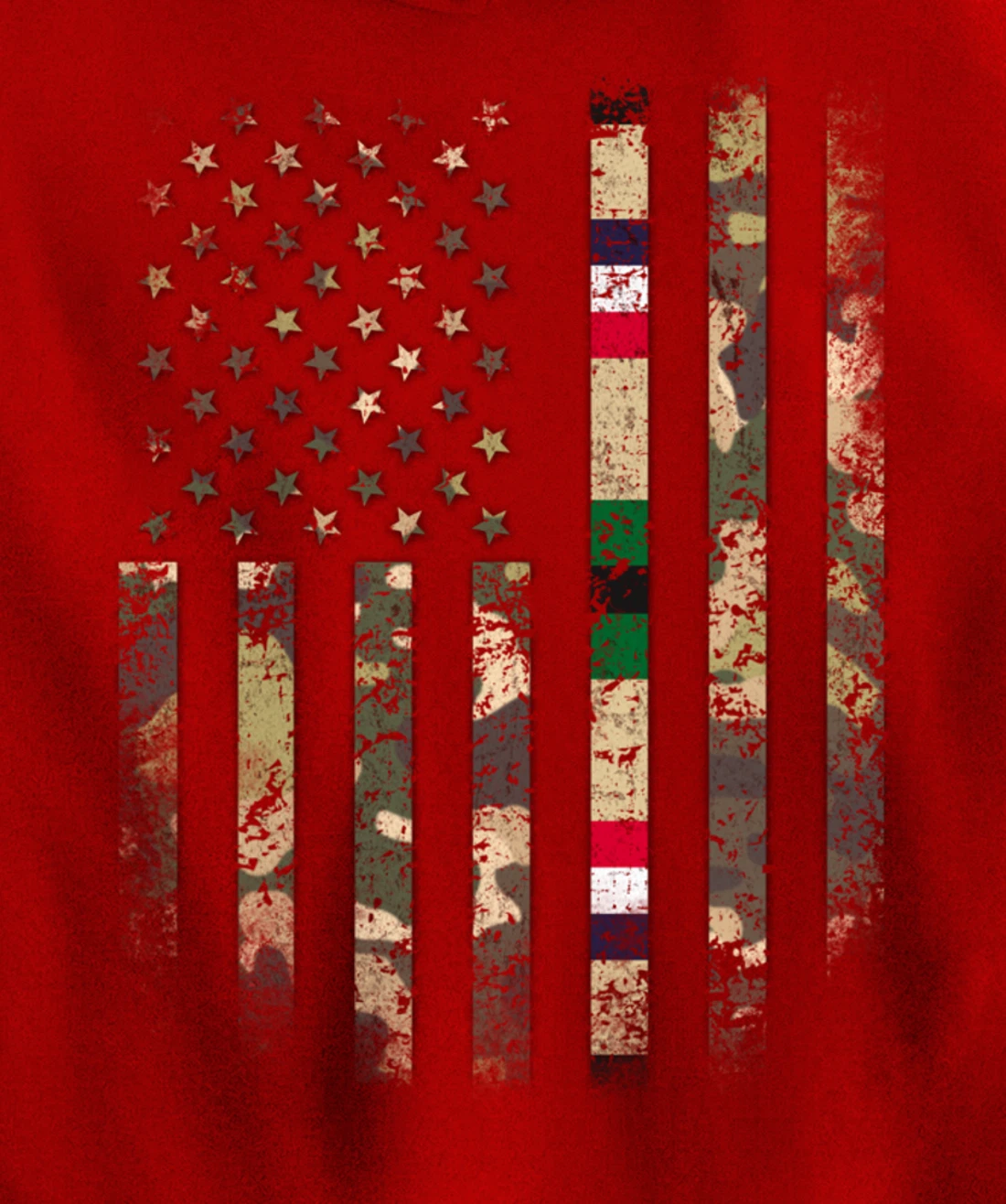 Proud Desert Storm Veteran Camo US Flag Ribbon Military Gift Pullover Hoodie