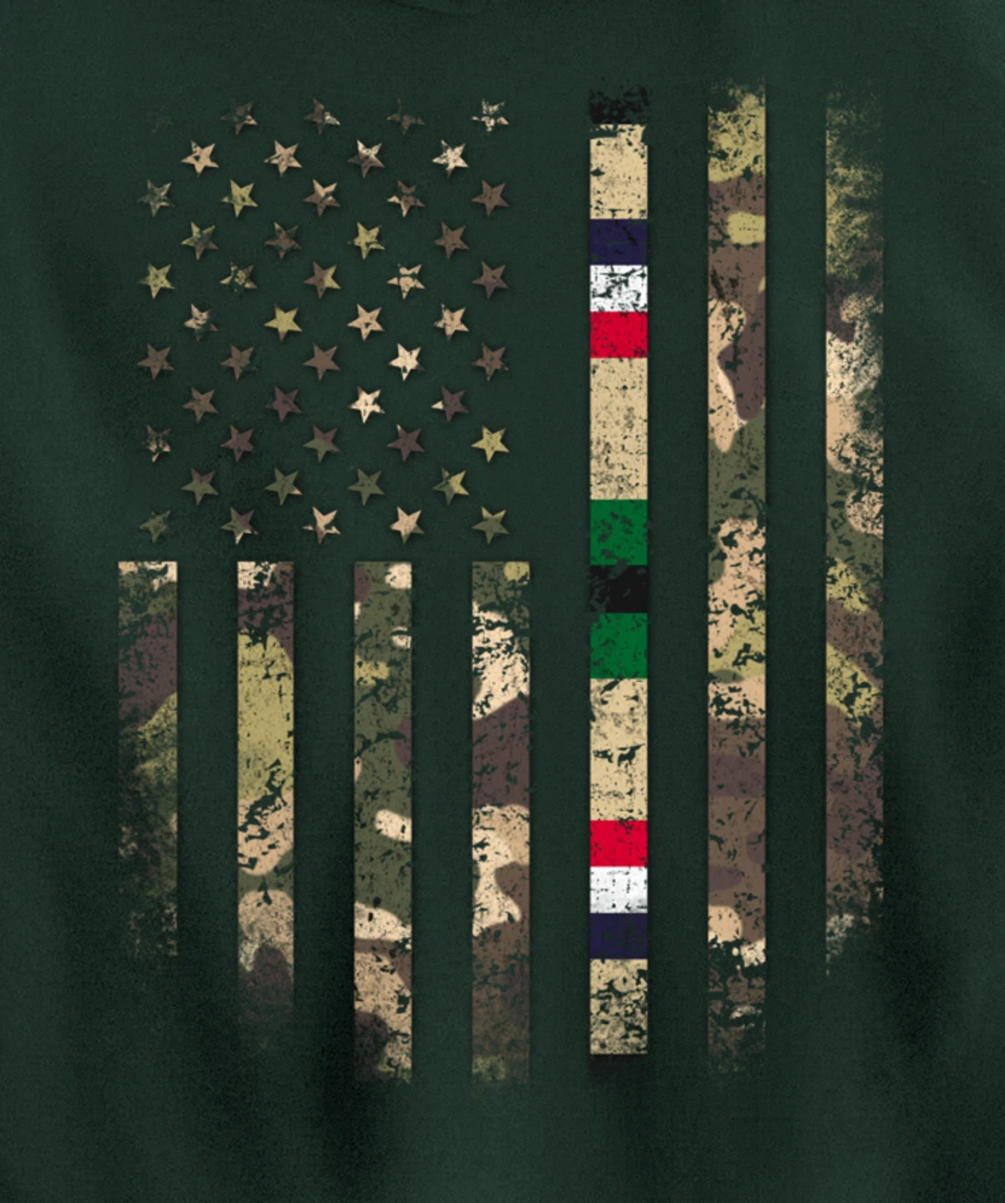 Proud Desert Storm Veteran Camo US Flag Ribbon Military Gift Pullover Hoodie