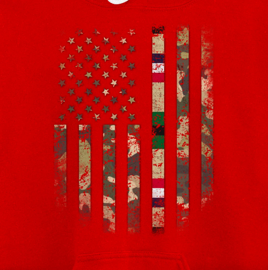 Proud Desert Storm Veteran Camo US Flag Ribbon Military Gift Pullover Hoodie