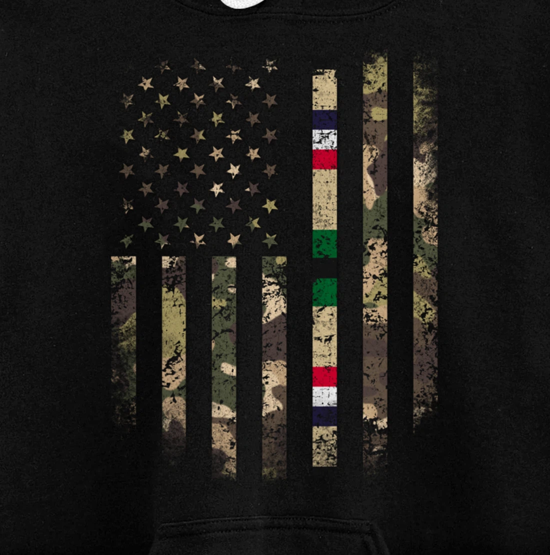 Proud Desert Storm Veteran Camo US Flag Ribbon Military Gift Pullover Hoodie