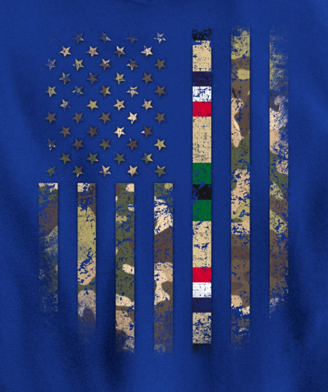 Proud Desert Storm Veteran Camo US Flag Ribbon Military Gift Pullover Hoodie