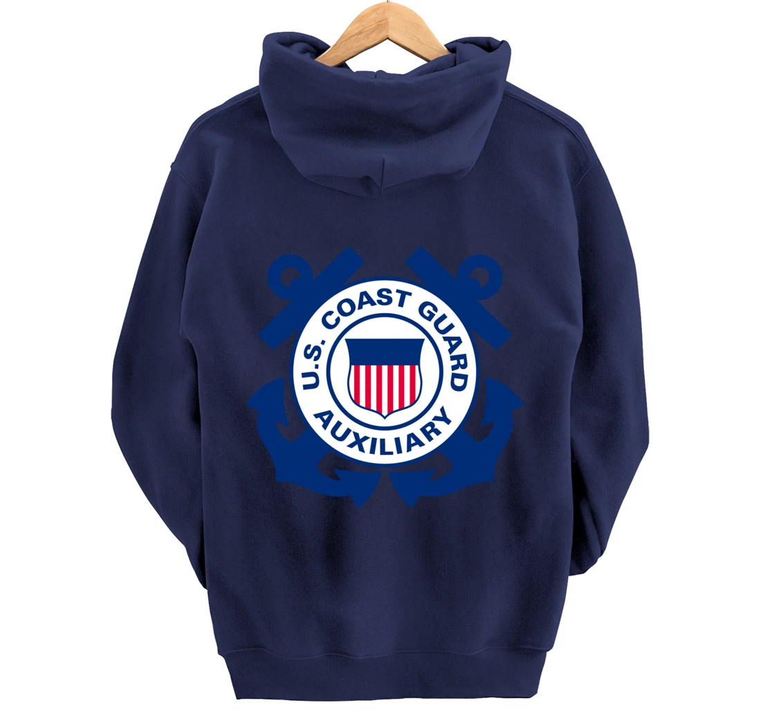 United States Coast Guard Auxiliary Logo Military Veteran Pullover Hoodie