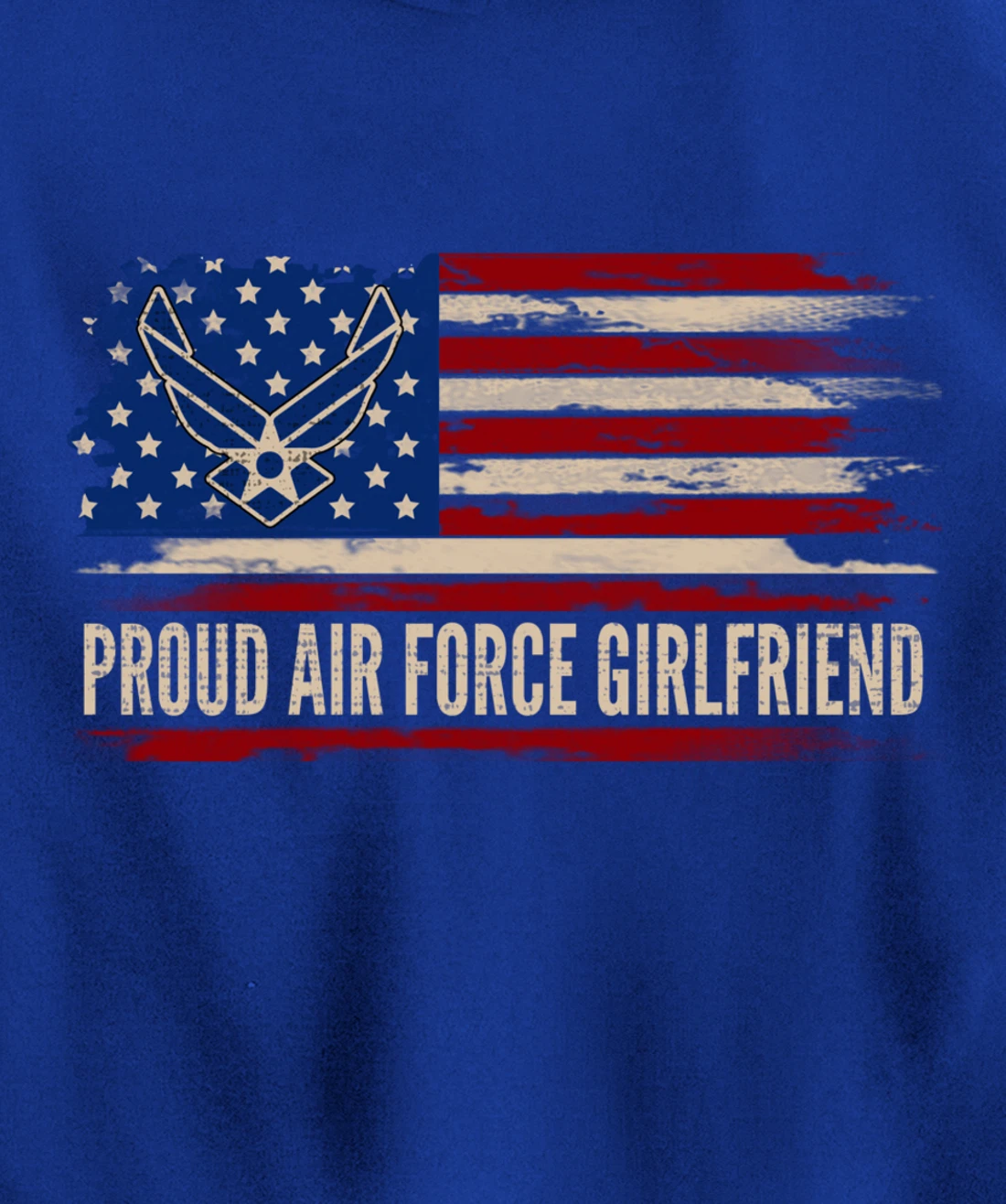 Vintage Proud Air Force Girlfriend American Flag Veteran Pullover Hoodie