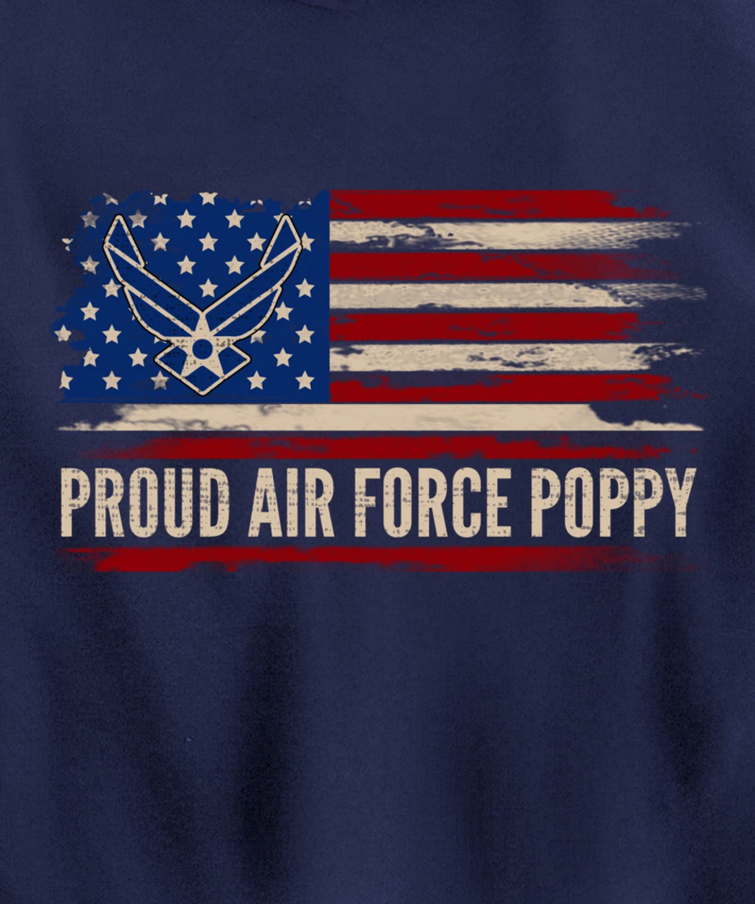 Vintage Proud Air Force Poppy American Flag Veteran Gift Pullover Hoodie