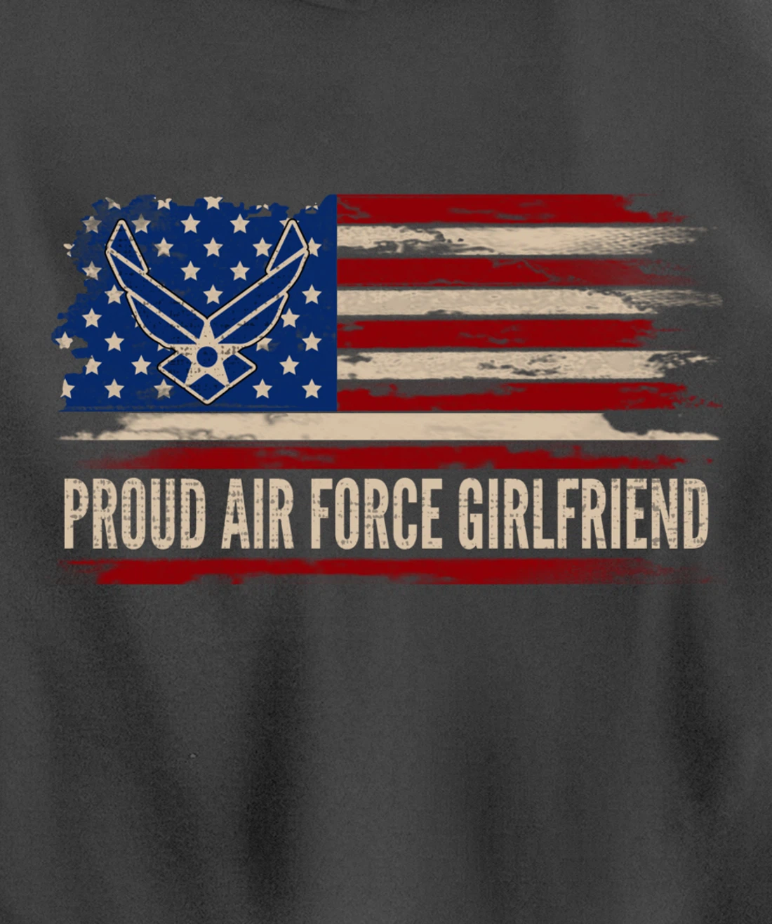 Vintage Proud Air Force Girlfriend American Flag Veteran Pullover Hoodie