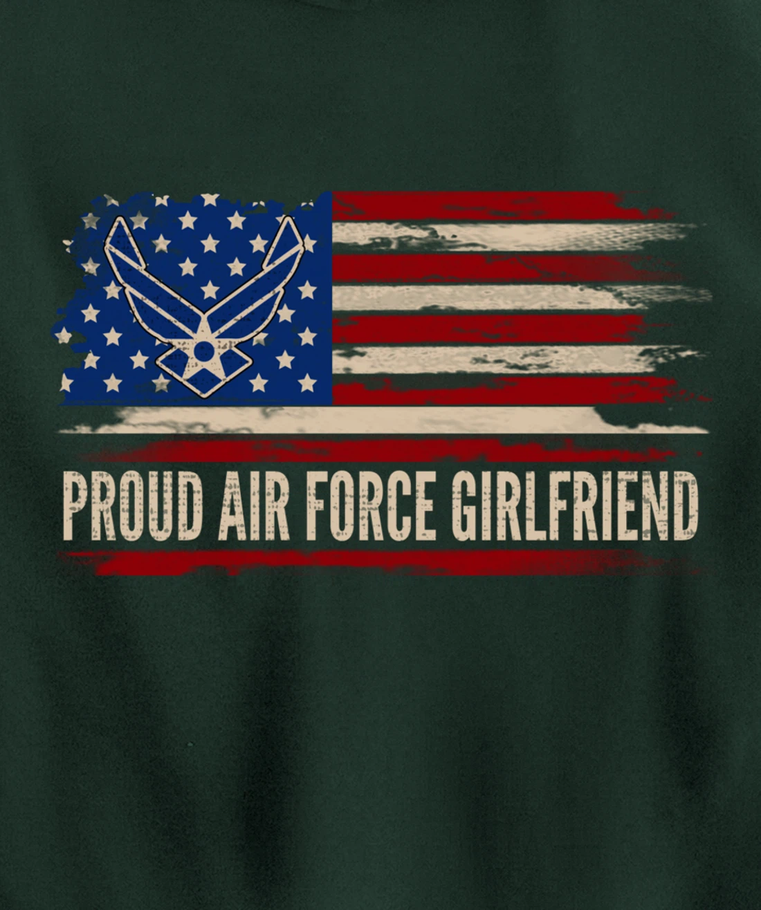Vintage Proud Air Force Girlfriend American Flag Veteran Pullover Hoodie