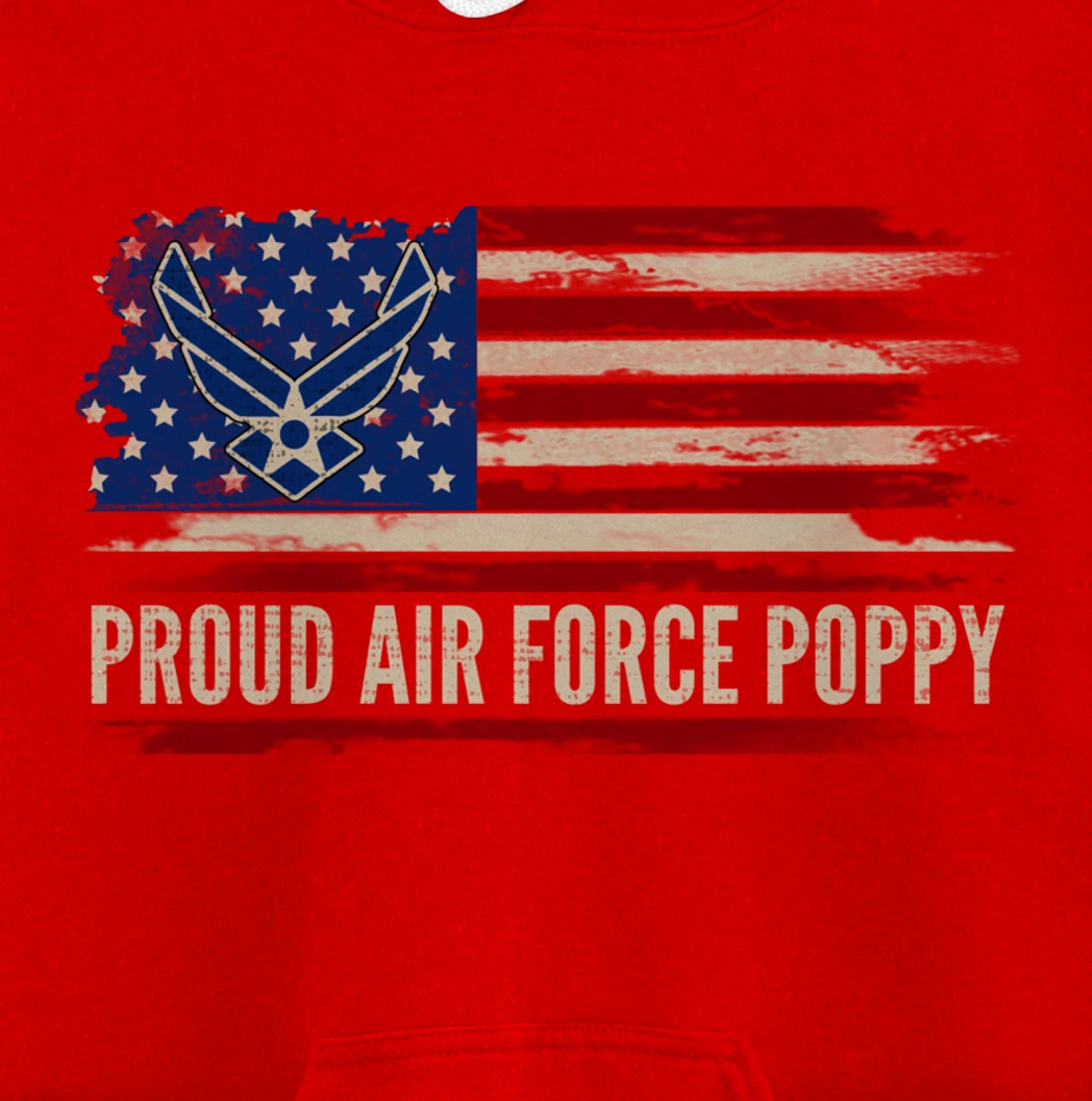 Vintage Proud Air Force Poppy American Flag Veteran Gift Pullover Hoodie