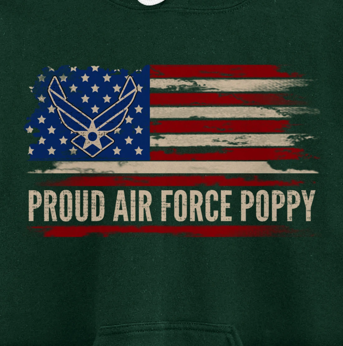 Vintage Proud Air Force Poppy American Flag Veteran Gift Pullover Hoodie