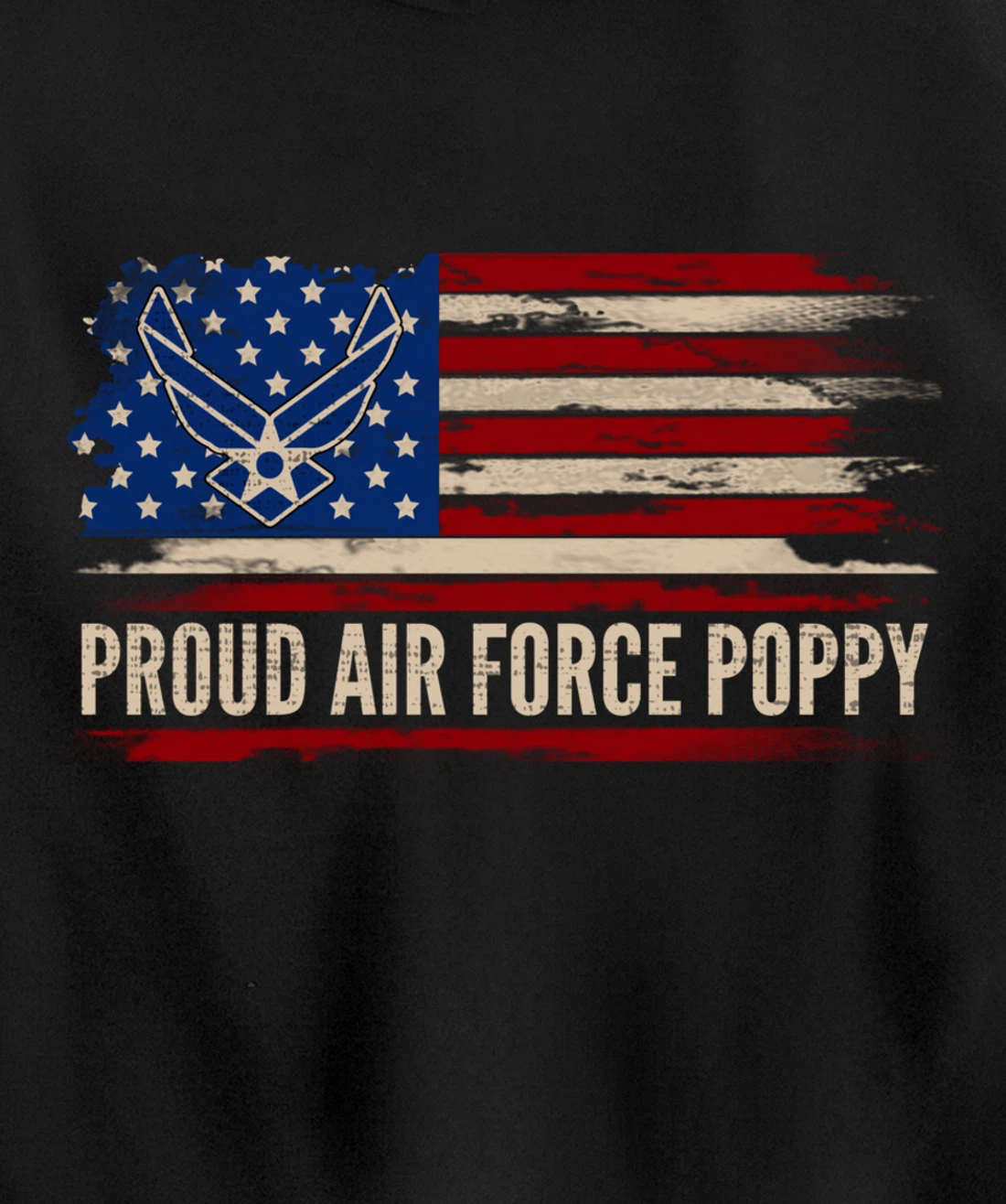 Vintage Proud Air Force Poppy American Flag Veteran Gift Pullover Hoodie