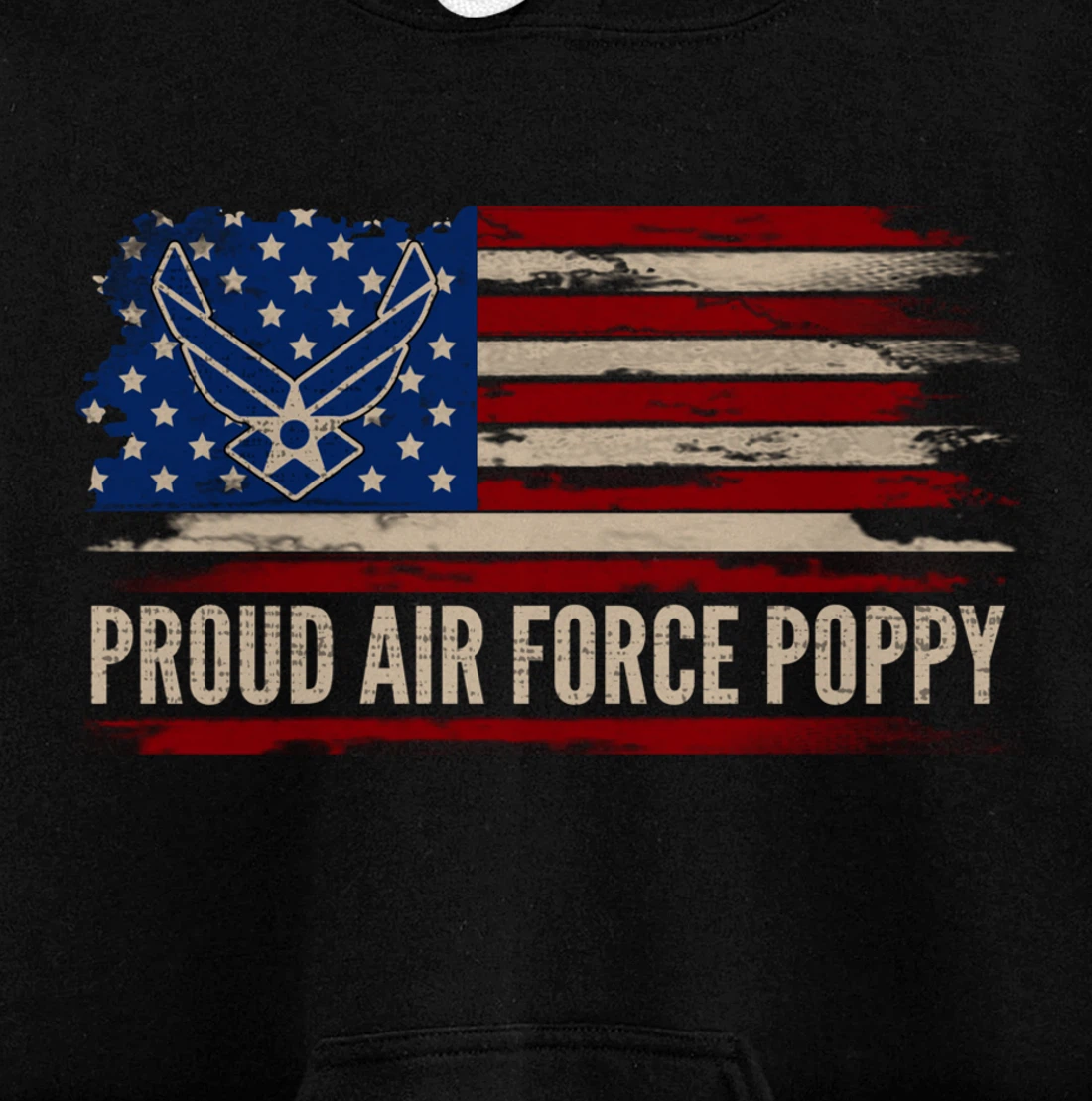Vintage Proud Air Force Poppy American Flag Veteran Gift Pullover Hoodie