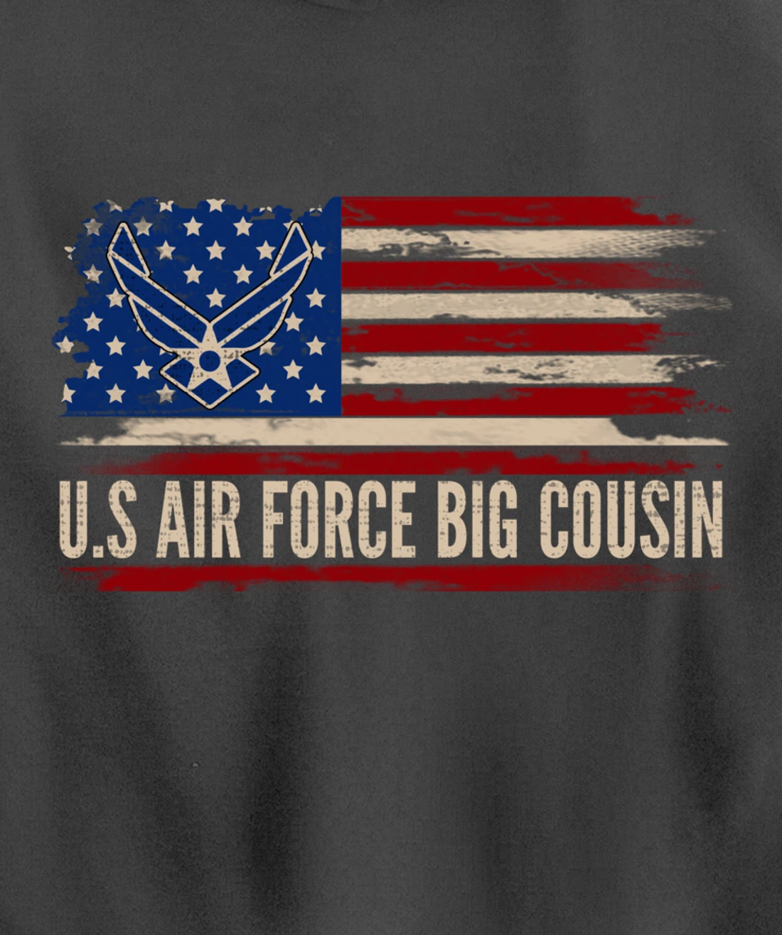 Vintage U.S Air Force Big Cousin American Flag Veteran Gift Pullover Hoodie