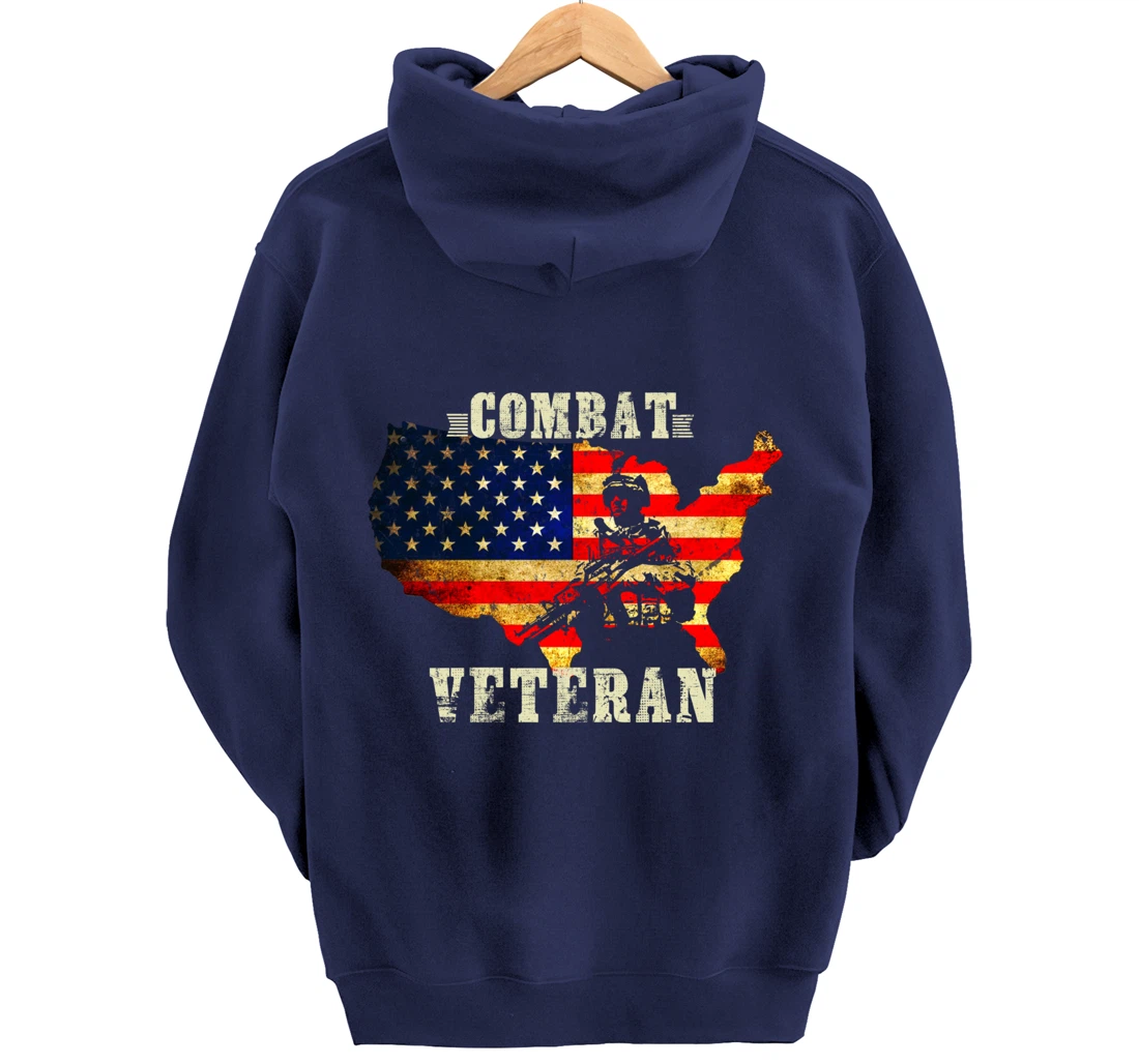 Combat Veteran - Proud American Soldier Military Army Gift Pullover Hoodie