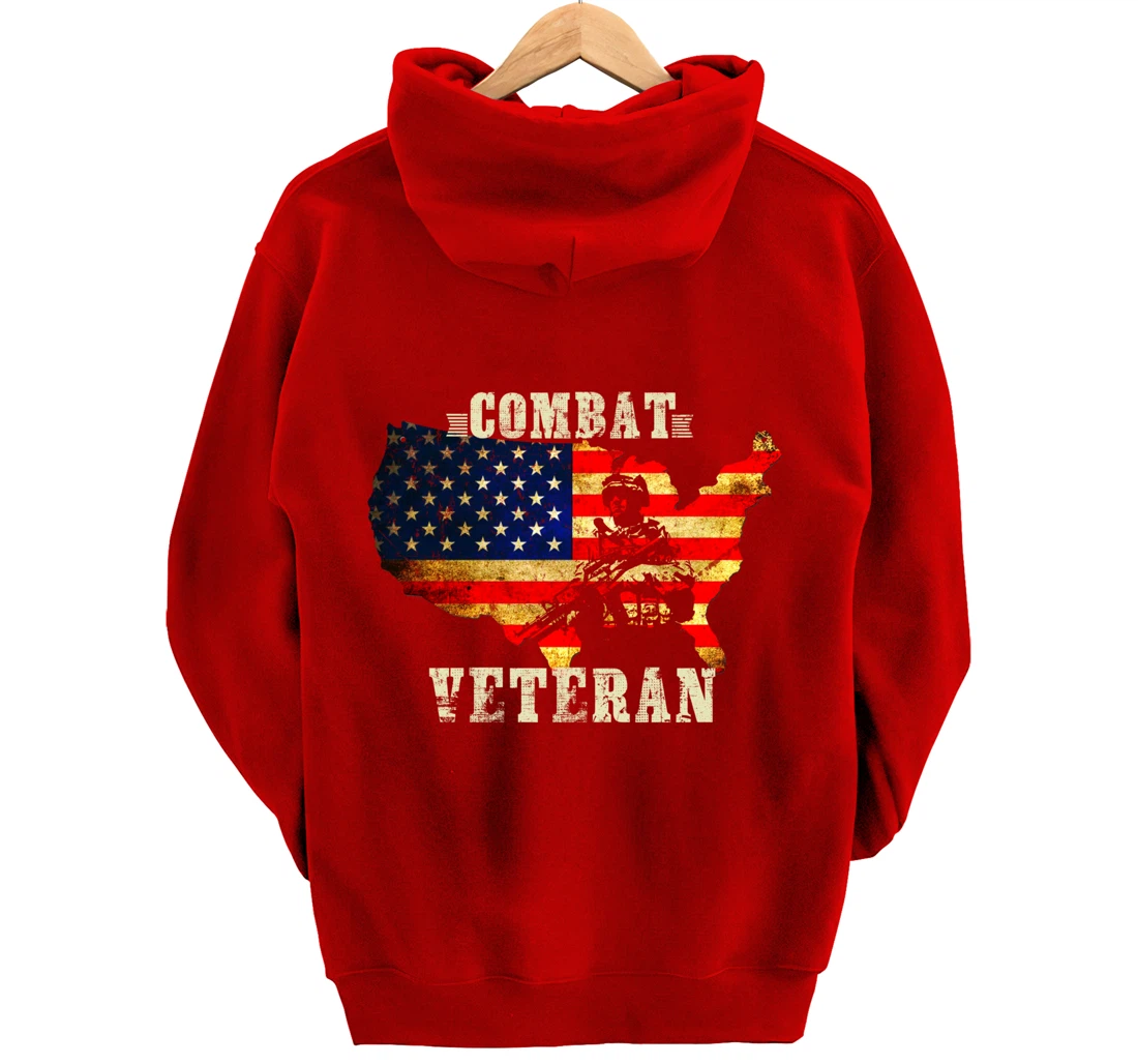 Combat Veteran - Proud American Soldier Military Army Gift Pullover Hoodie