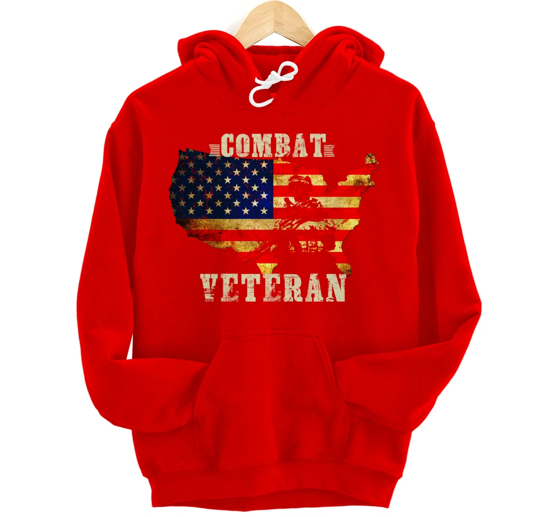 Combat Veteran - Proud American Soldier Military Army Gift Pullover Hoodie