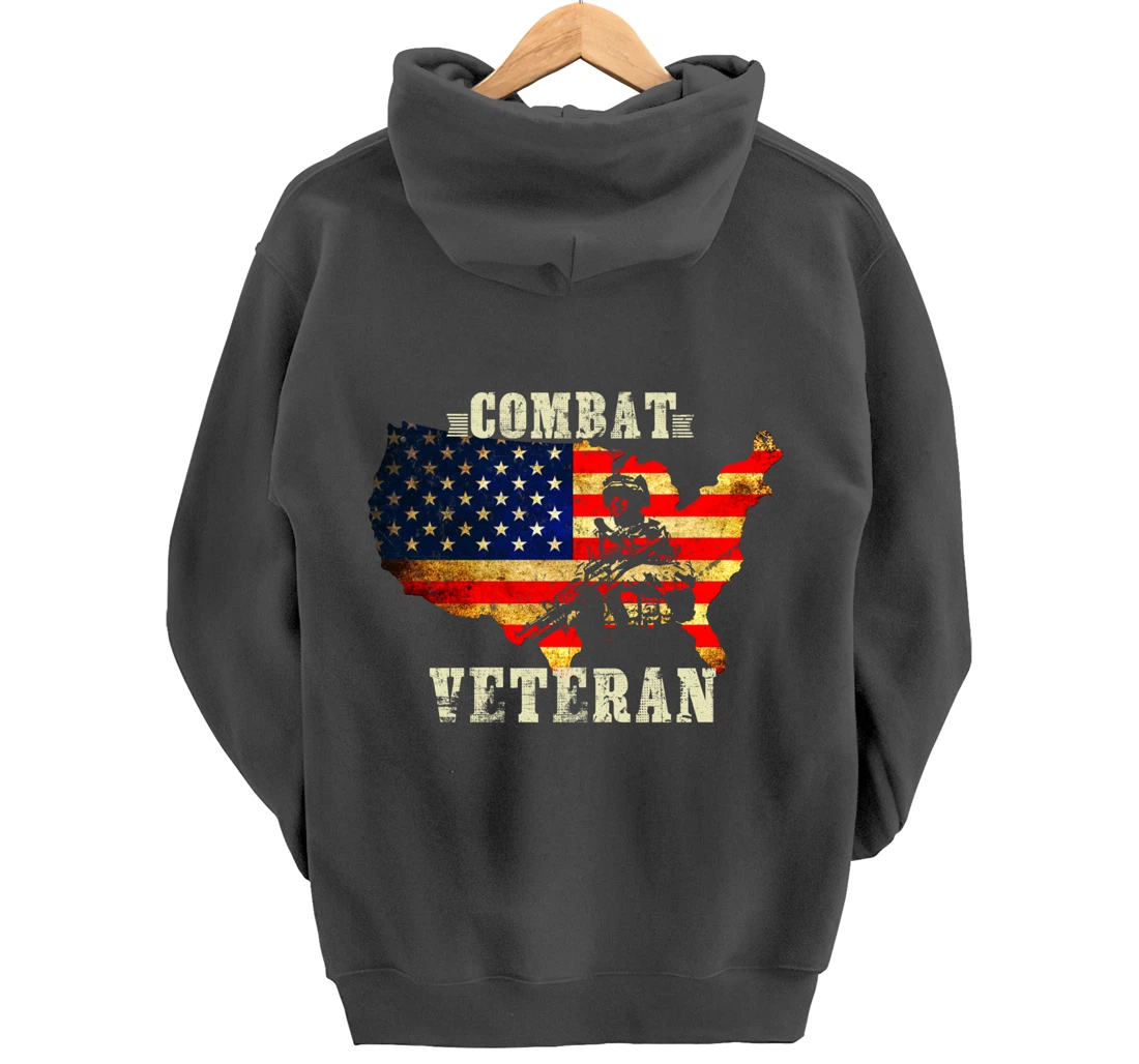 Combat Veteran - Proud American Soldier Military Army Gift Pullover Hoodie