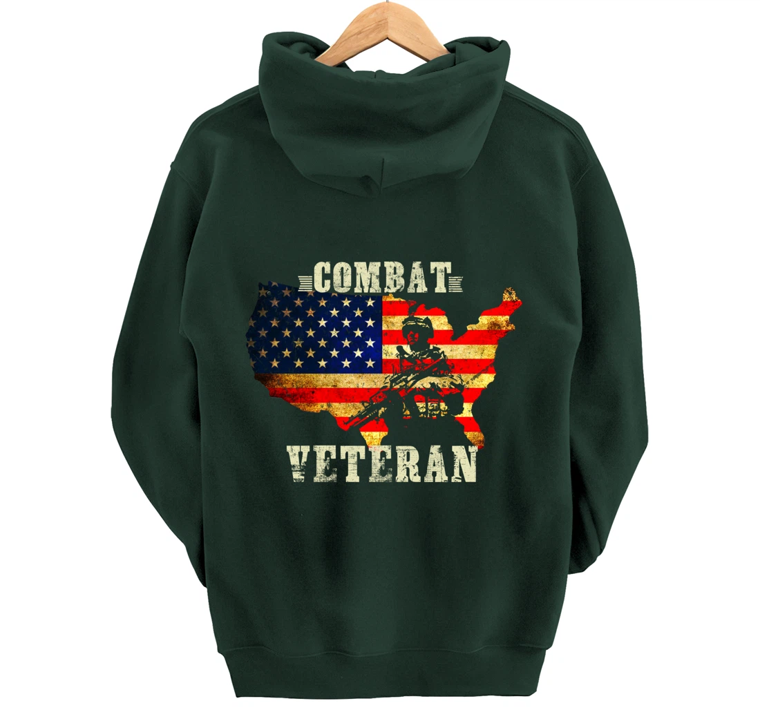 Combat Veteran - Proud American Soldier Military Army Gift Pullover Hoodie