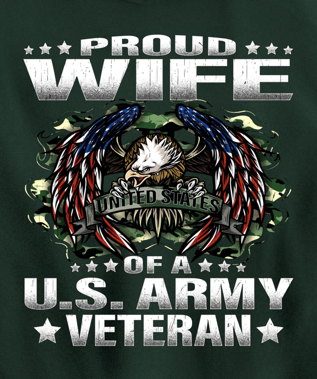 Proud Wife Of A US Army Veteran Military Vet's Spouse Pullover Hoodie