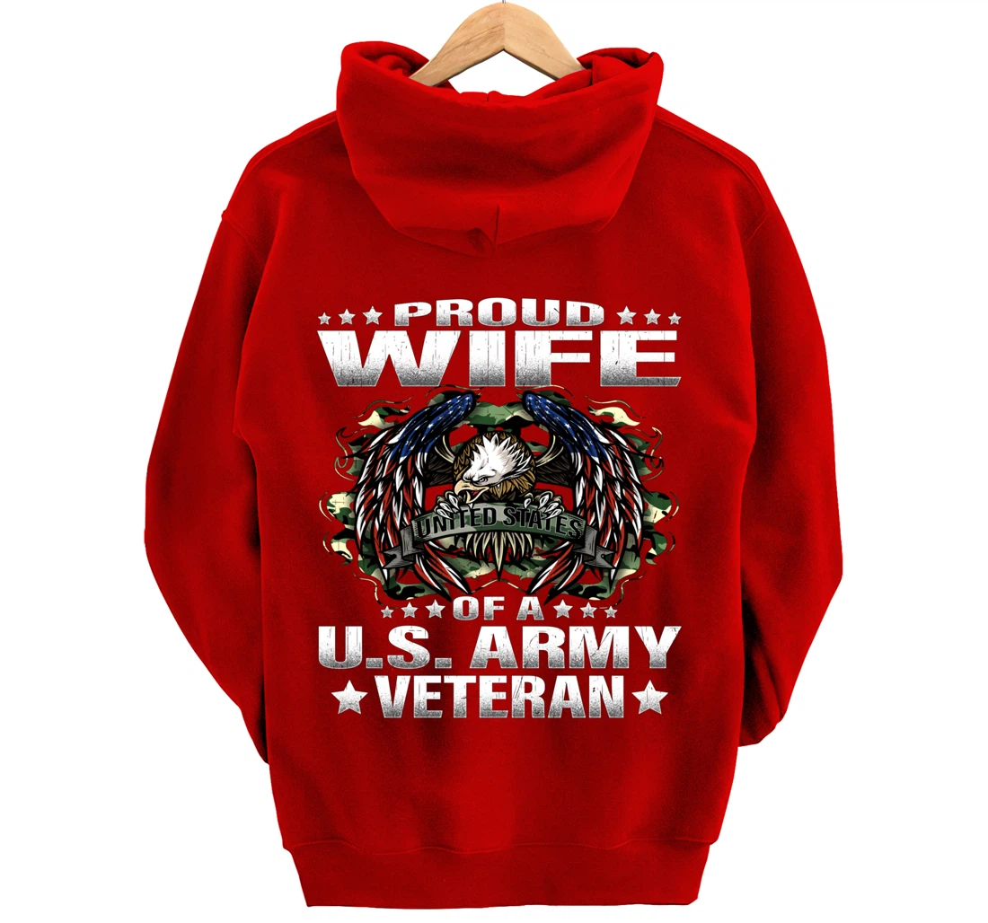 Proud Wife Of A US Army Veteran Military Vet's Spouse Pullover Hoodie