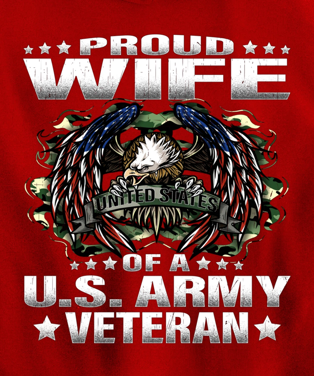 Proud Wife Of A US Army Veteran Military Vet's Spouse Pullover Hoodie