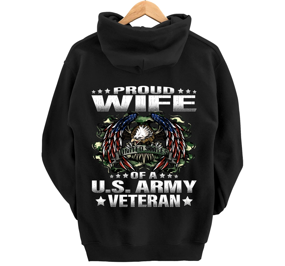 Proud Wife Of A US Army Veteran Military Vet's Spouse Pullover Hoodie