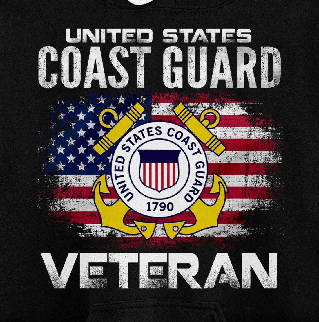 United States Coast Guard Veteran With American Flag Gift Pullover Hoodie