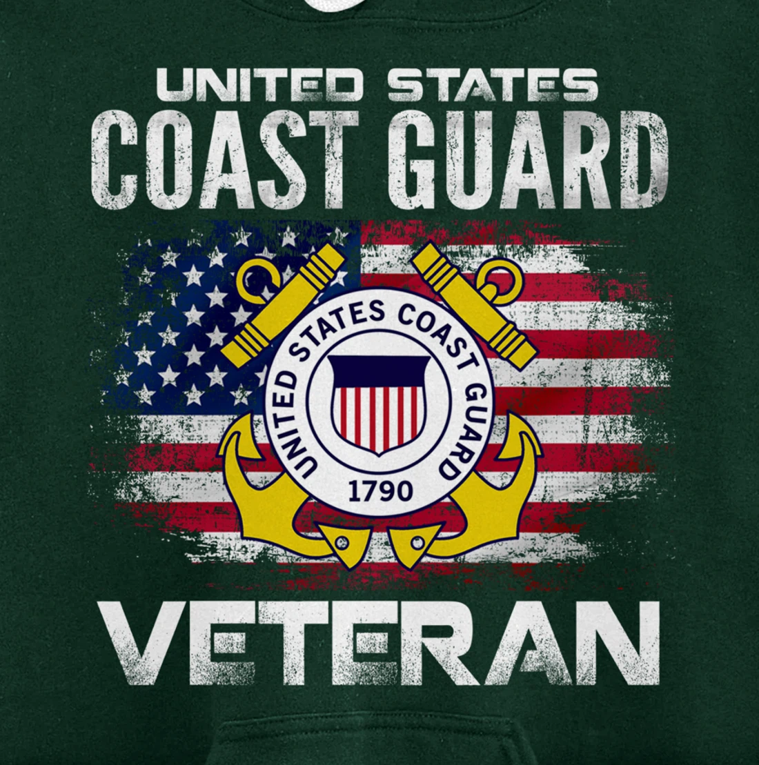 United States Coast Guard Veteran With American Flag Gift Pullover Hoodie