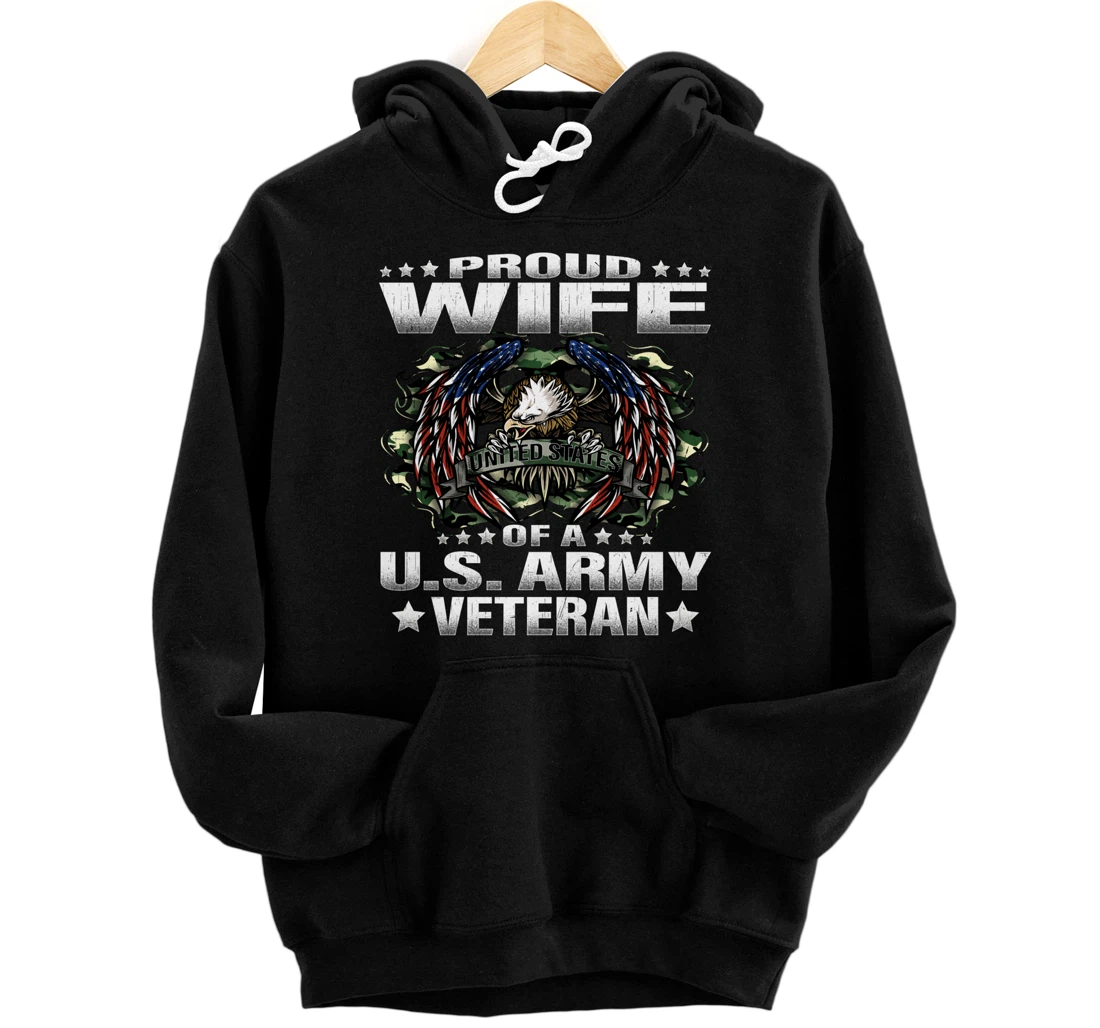 Proud Wife Of A US Army Veteran Military Vet's Spouse Pullover Hoodie
