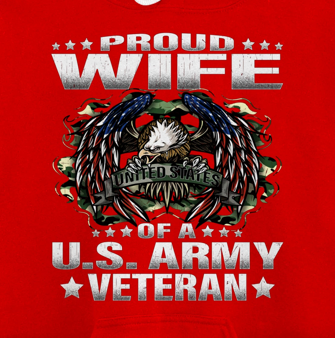 Proud Wife Of A US Army Veteran Military Vet's Spouse Pullover Hoodie