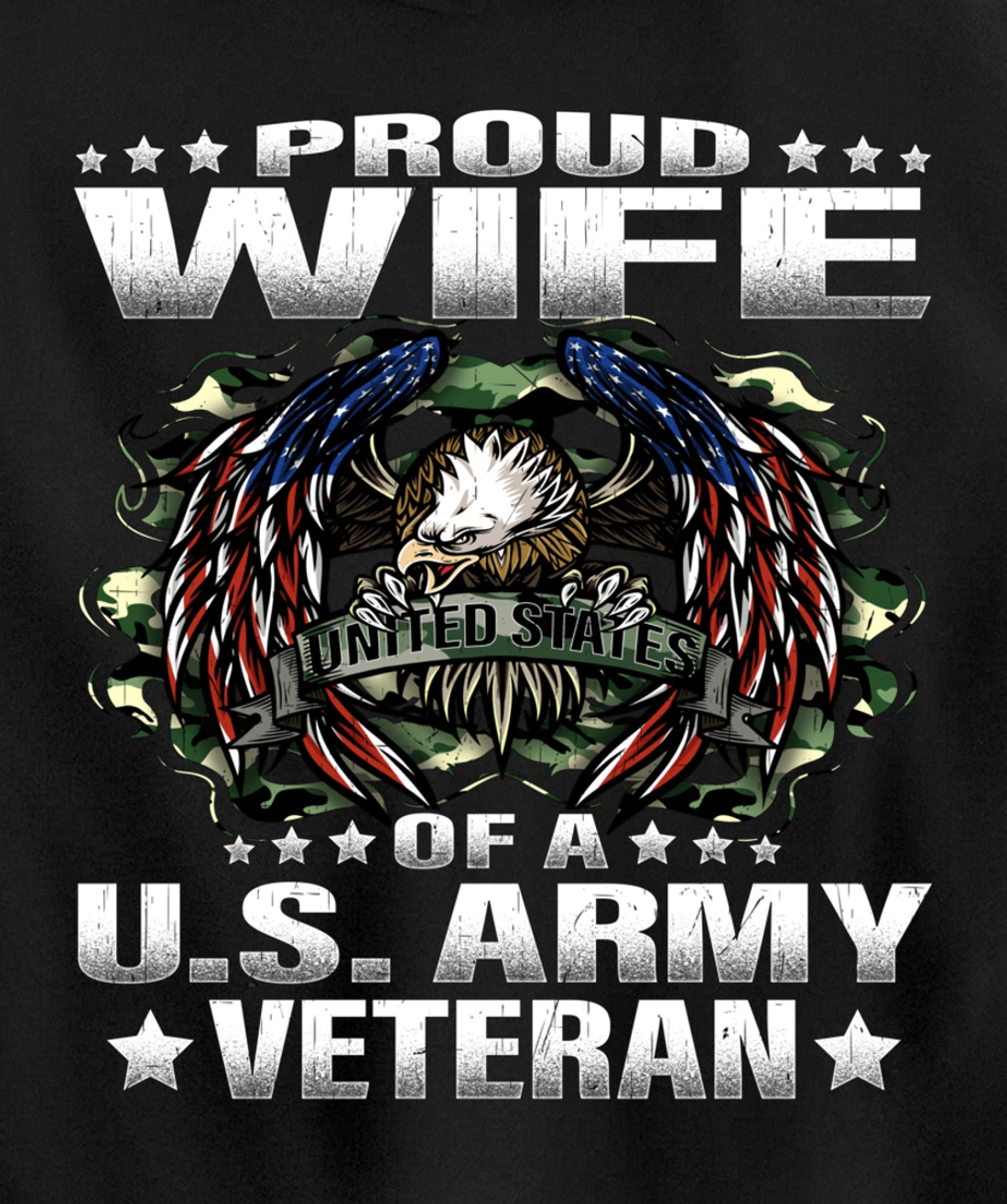 Proud Wife Of A US Army Veteran Military Vet's Spouse Pullover Hoodie