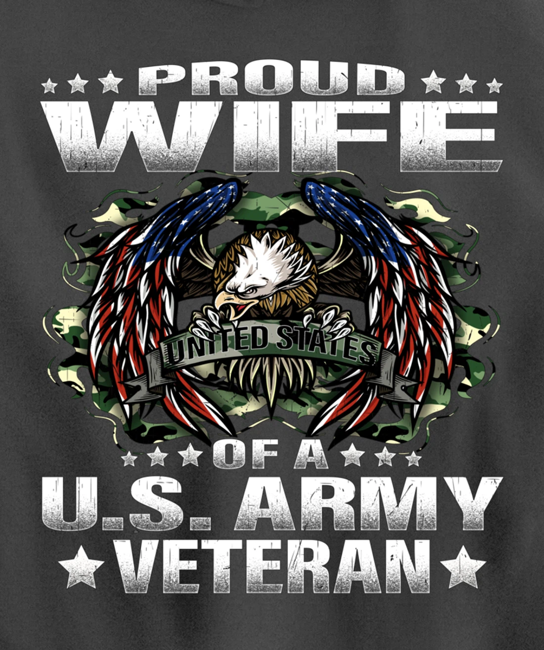 Proud Wife Of A US Army Veteran Military Vet's Spouse Pullover Hoodie