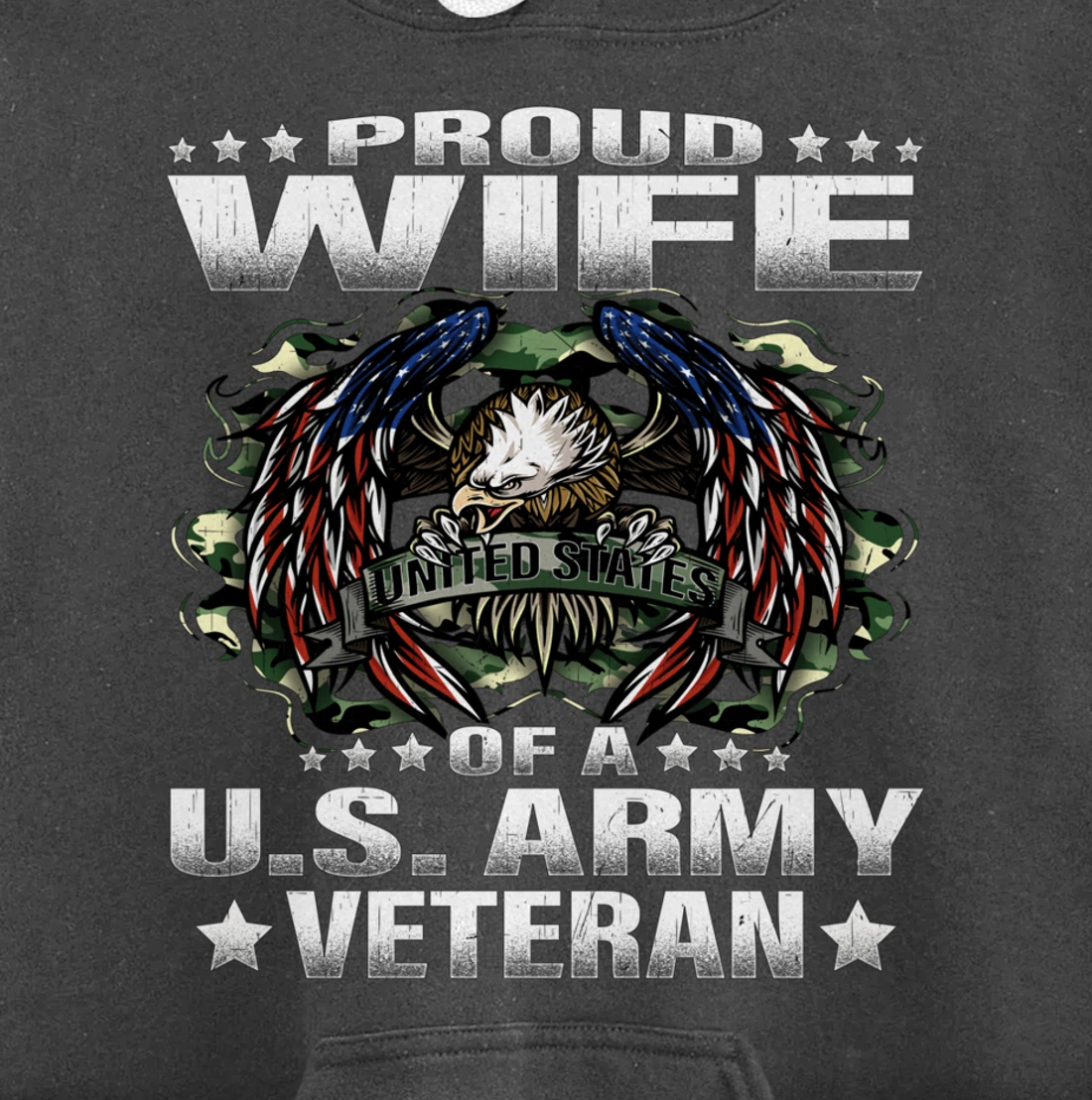 Proud Wife Of A US Army Veteran Military Vet's Spouse Pullover Hoodie
