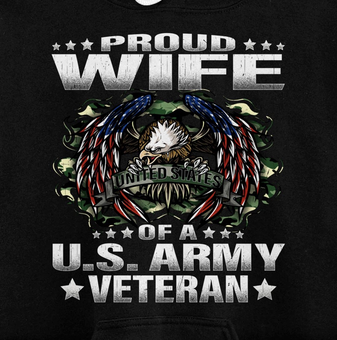 Proud Wife Of A US Army Veteran Military Vet's Spouse Pullover Hoodie